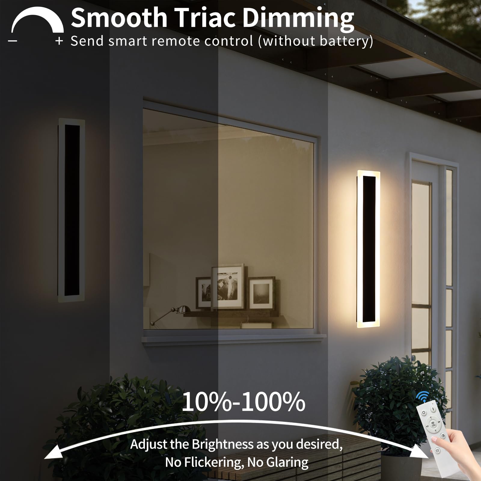 Upgrade Widened 2 Pack Long Modern Outdoor Wall Light, 31.4Inch Dimmable 3000K-6000K, Ip65 Waterproof Led Wall Sconce, Outside L
