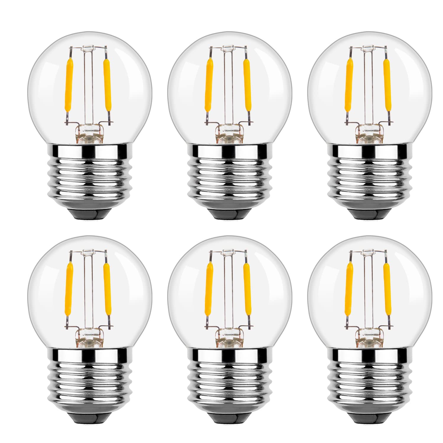 G40 E26 1W Low Wattage Led Vintage Bulbs Small Globe Nightlight 10 Watt Edison Style Bulb, 2700K Warm White Non Dimmable 6Pack