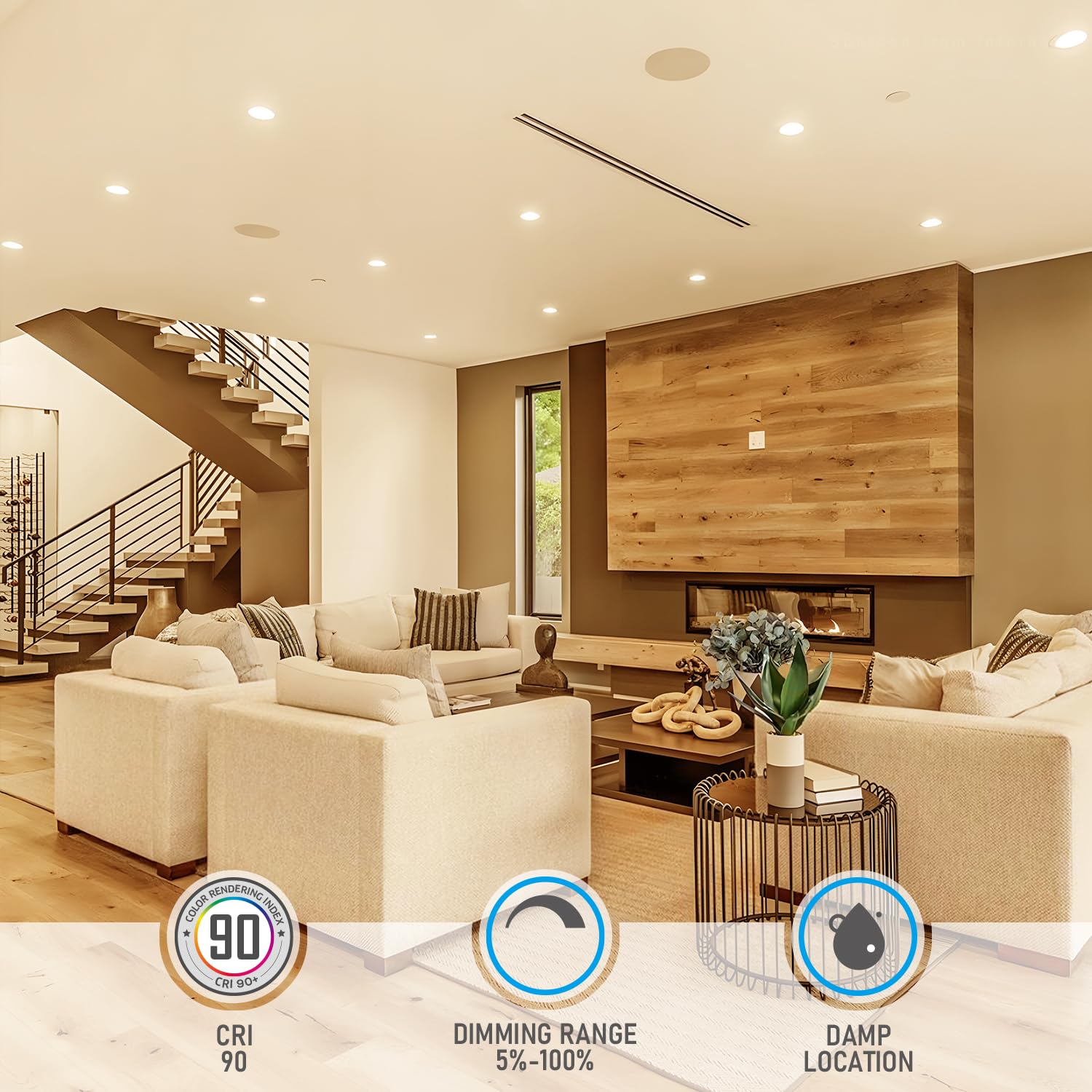 Torchstar Basic Series 12-Pack 4 Inch Ultra-Thin Led Recessed Lighting With Junction Box, Cri90, Aluminum, 3000K Warm White, 5%-