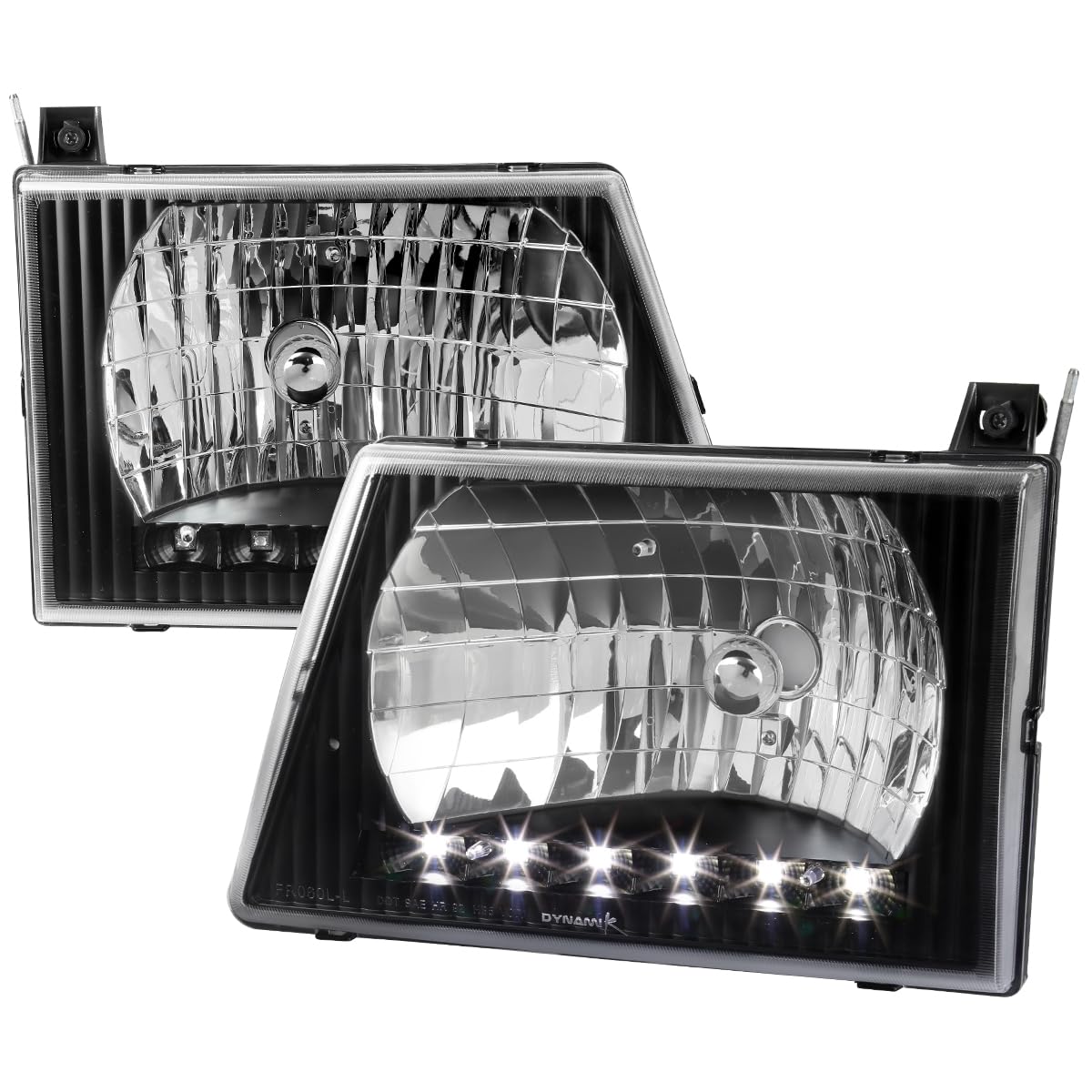 Spec-D Tuning Led Black Headlights Compatible With 1992-2006 Ford Econoline Van E150 E250 E350 E450 L+R Pair Head Light Lamp Ass