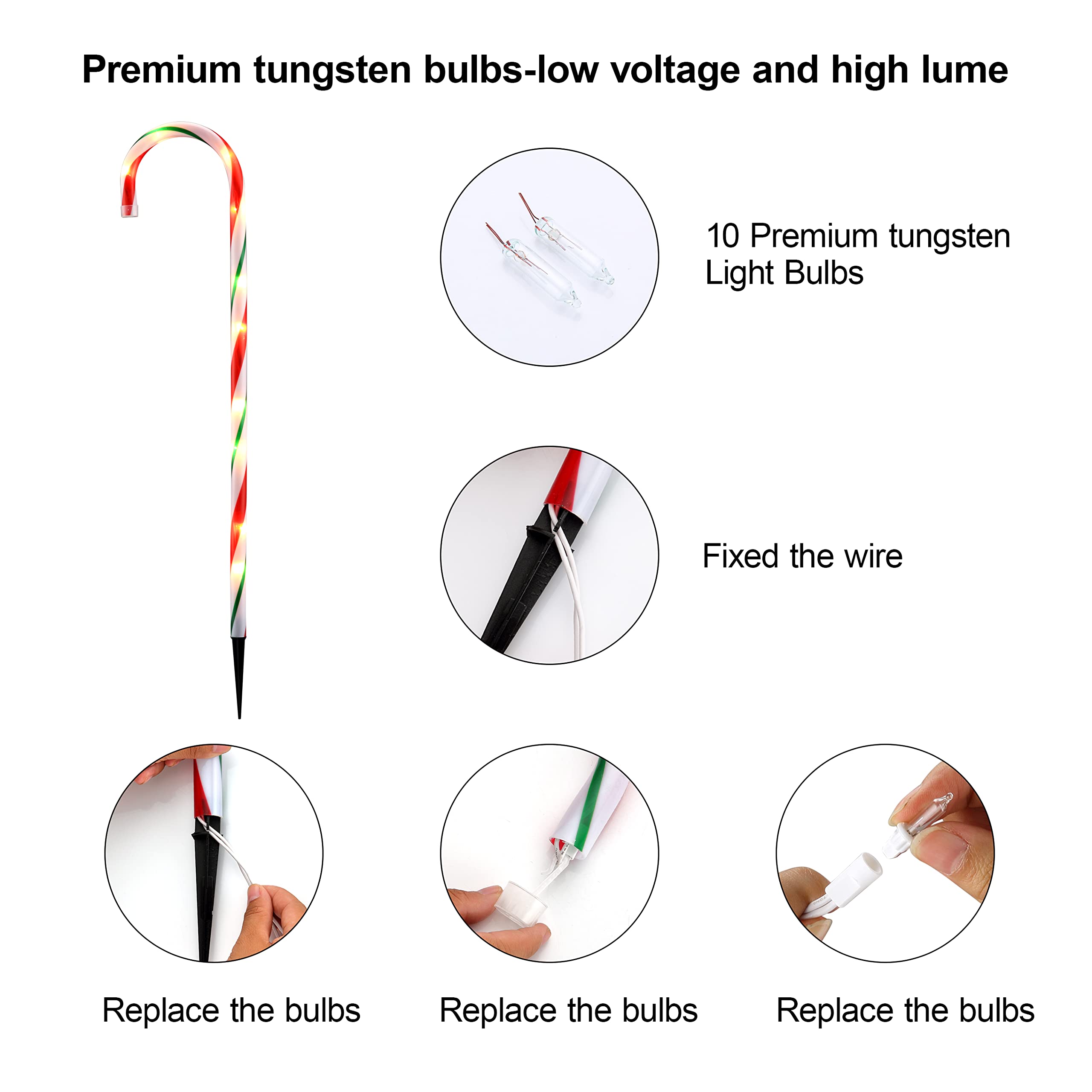 Christmas Candy Cane Pathway Lights, Christmas Candy Cane Lights Decoration, 26Inch (10Pcs, Red And Green)