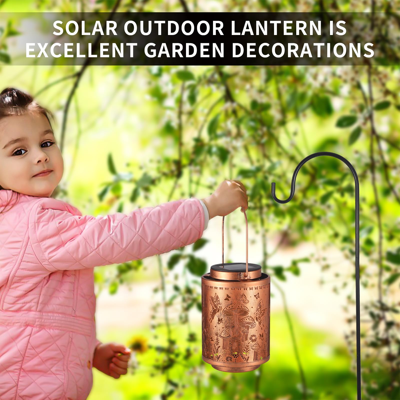 Solar Lanterns Outdoor Waterproof Mushroom Butterfly Garden Decor Gifts For Women Mon Grandma Metal Hanging Solar Lights Decorat