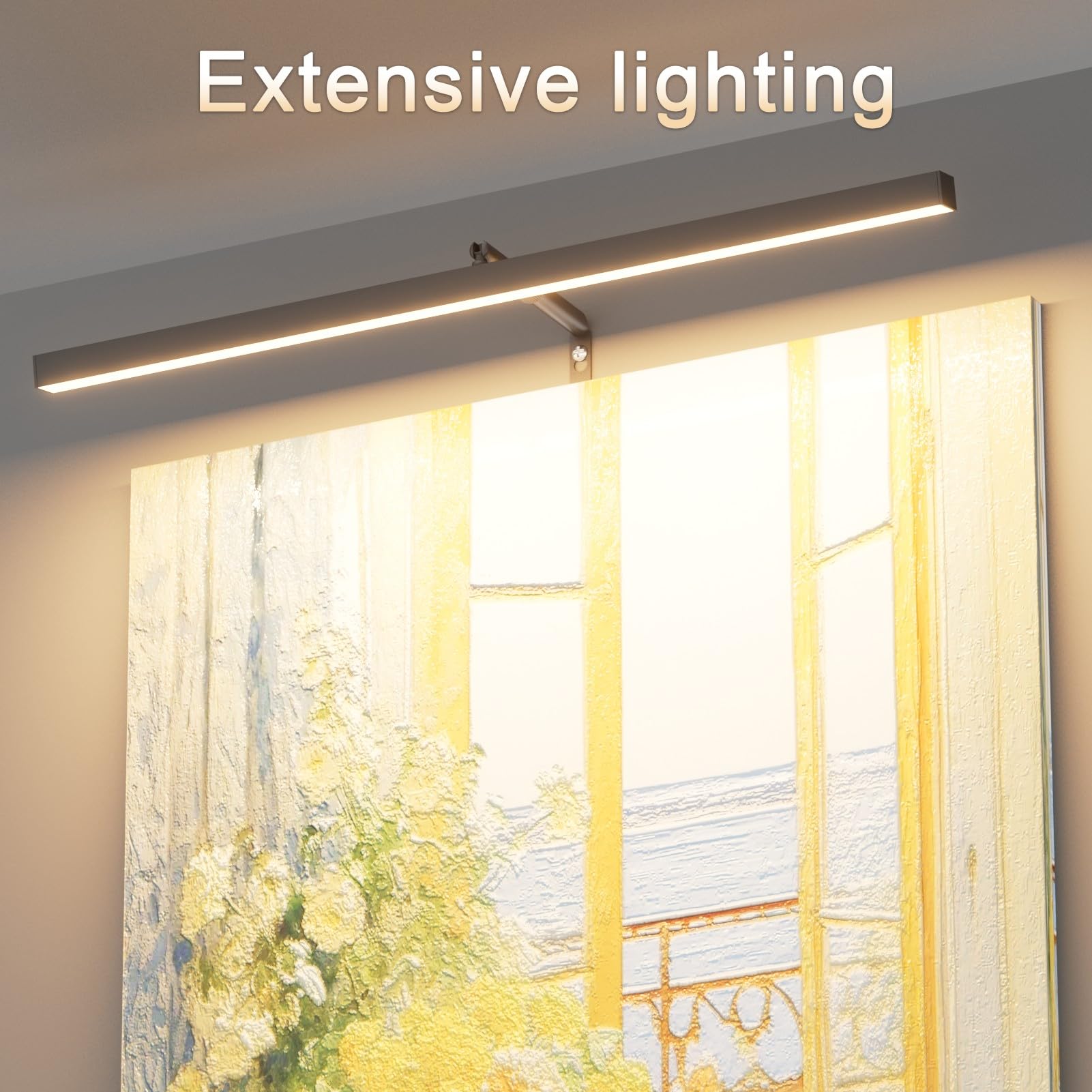 Coinmit 24 Plug In Picture Light For discomfort-reducingtings With Remote Control  9W Led Art Display Lighting For Gallery  Dartboard  Artwork  Black Wall Mounted Picture Frame Light