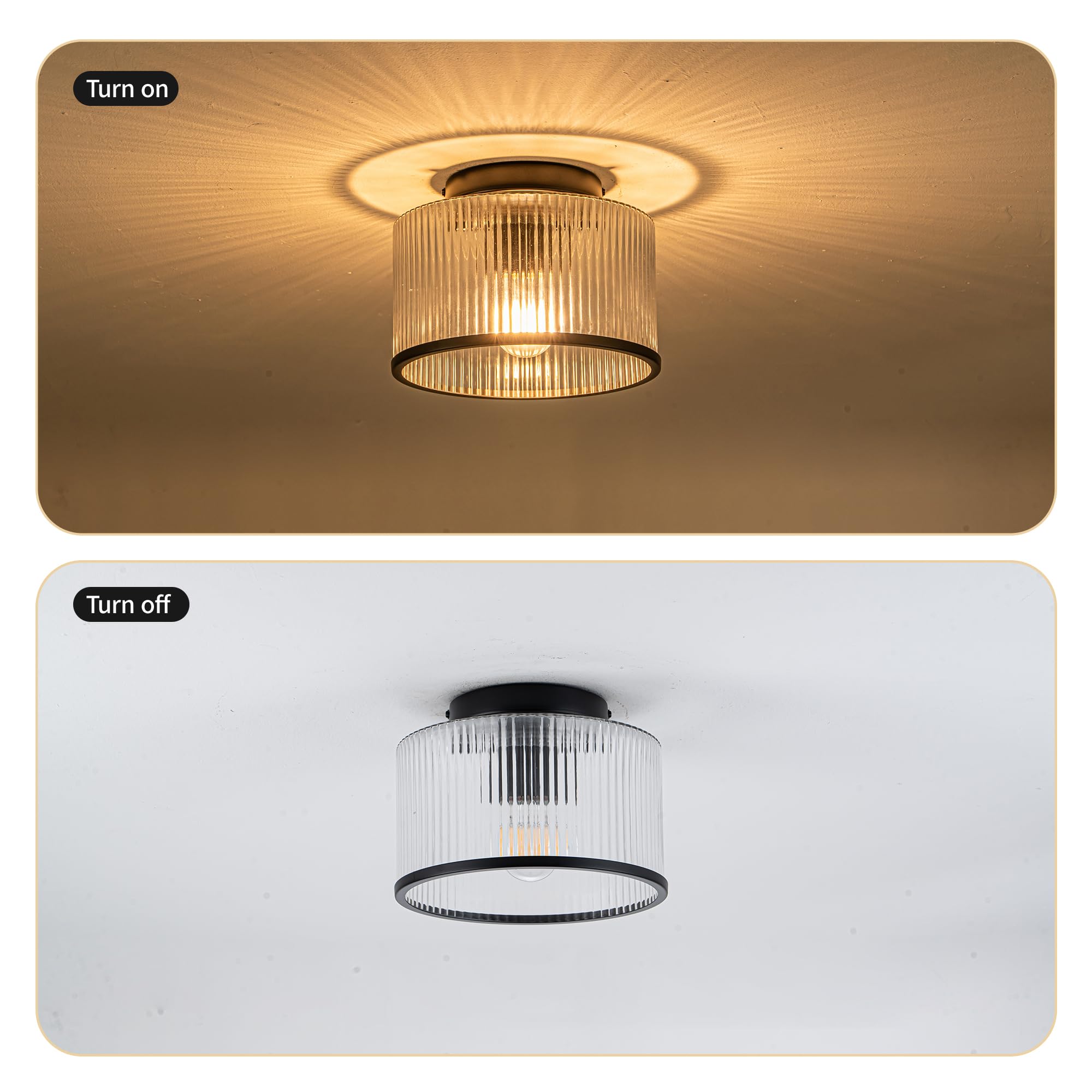 MAYNA Modern Black Semi Flush Mount Ceiling Light Fixture, 1-Light Hallway Light Fixtures Ceiling Mount, Dimmable Kitchen Lighti