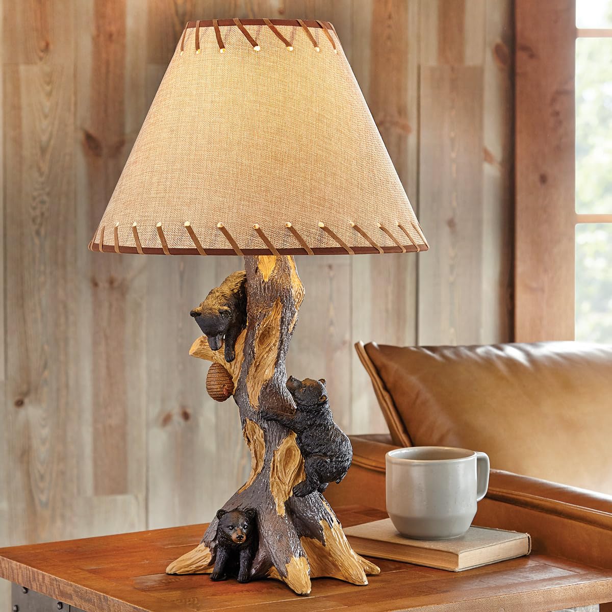 Black Forest D?or - Life is Sweet Bear Accent Lamp for Cabin, Living Room, Nightstand, Desk - Vintage Rustic Home D?or - 23'' x 
