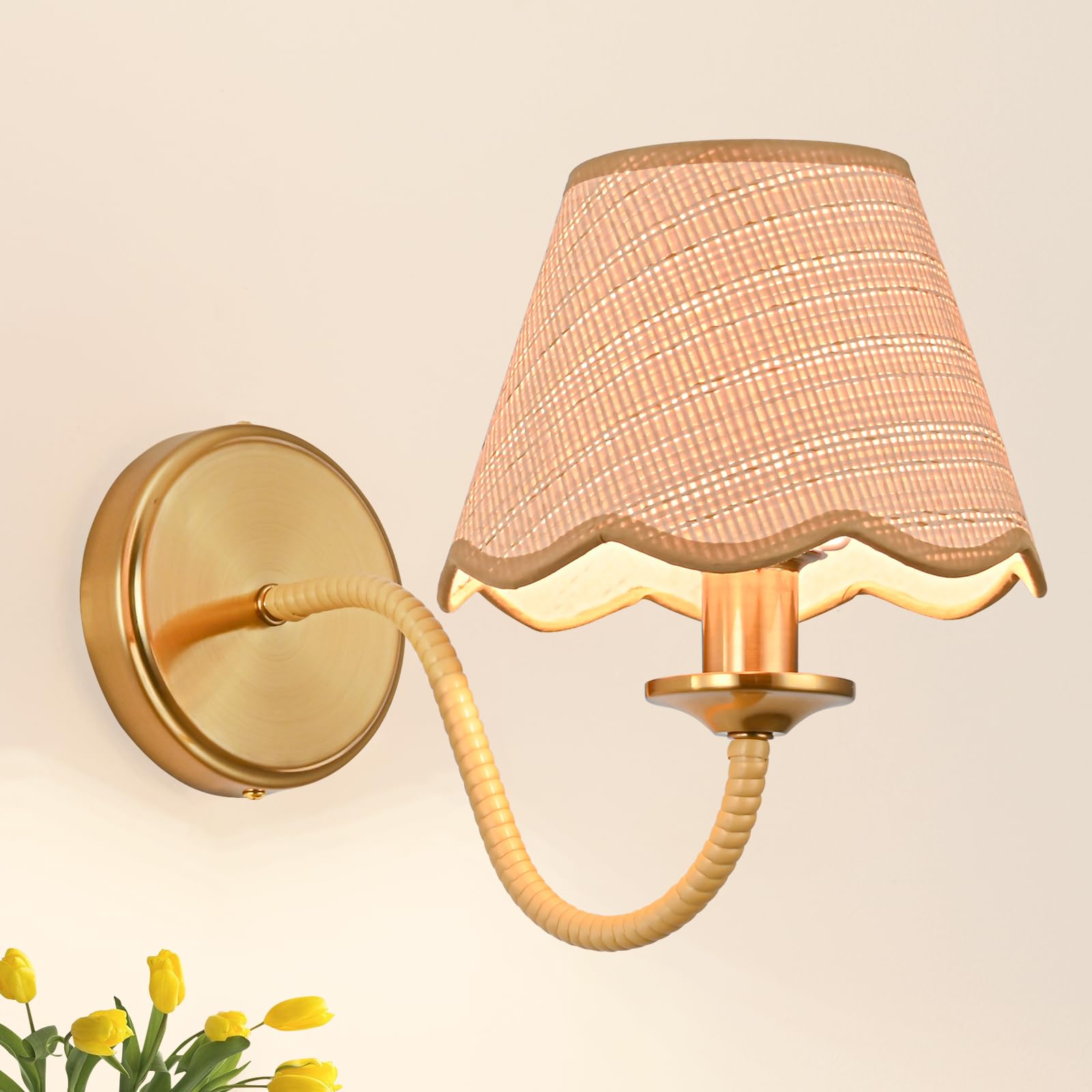Rainzepher Boho Industrial 1-Light Bathroom Vanity Light with Boho Rattan Shades, Rustic Vanity Light Fixture for Bathroom