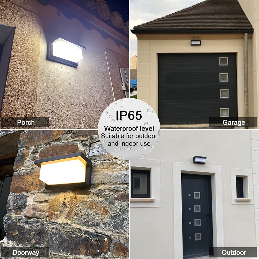 Sytmhoe Outdoor Wall Light Fixture, LED 3-Color-Changeable, Matte Black, 2-Pack, IP65 Waterproof, Model 9553-3CCT2P