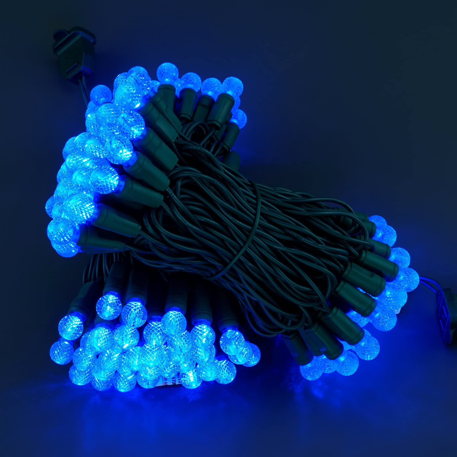 Yuletime Blue One-Piece G12 Led Christmas Lights, Total 48 Feet 140 Count 2 Strands 24Ft 70Ct Waterproof Raspberry String Light