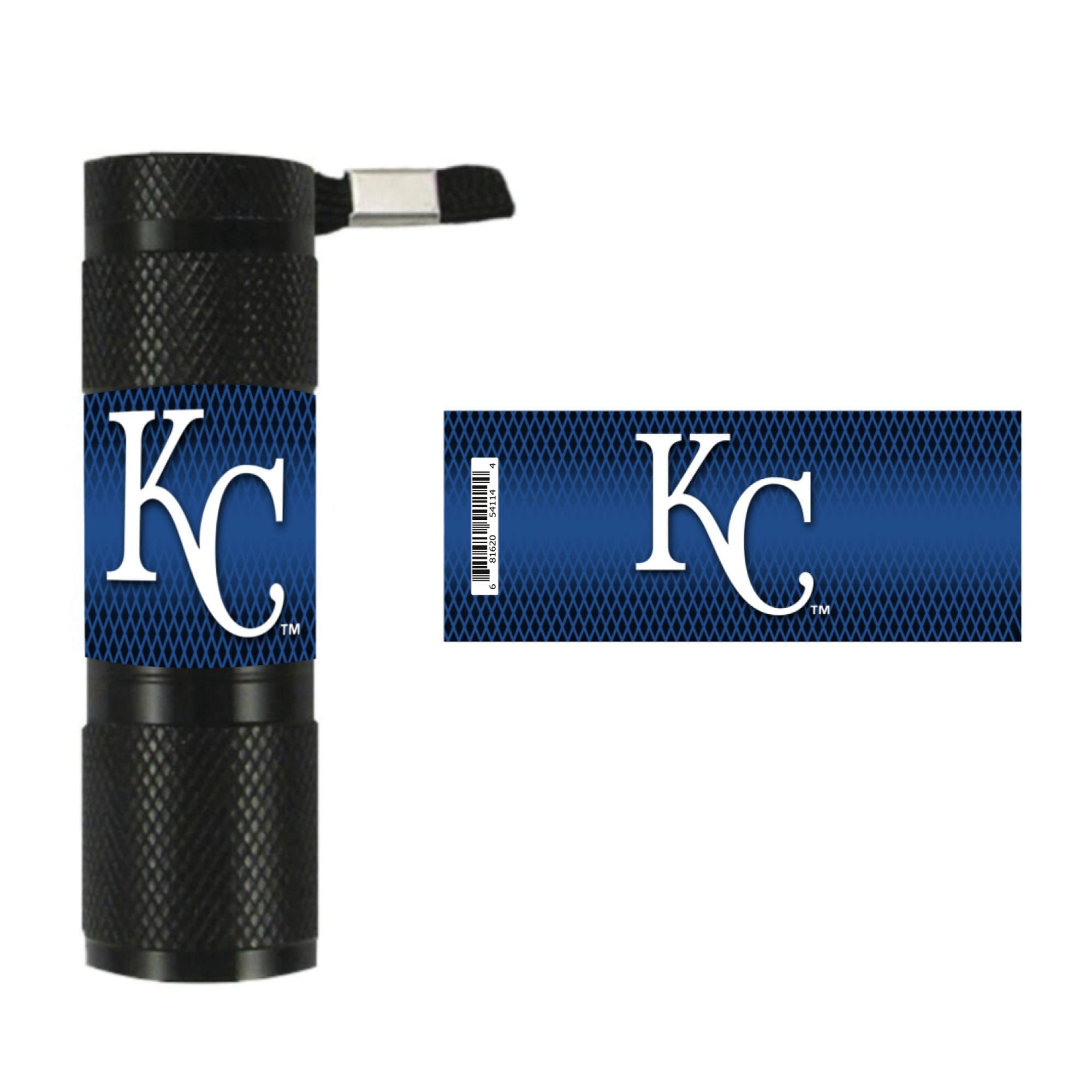 FANMATS Kansas City Royals LED Pocket Flashlight, 3.5in x 1in, Aluminum, Black, Model 62271