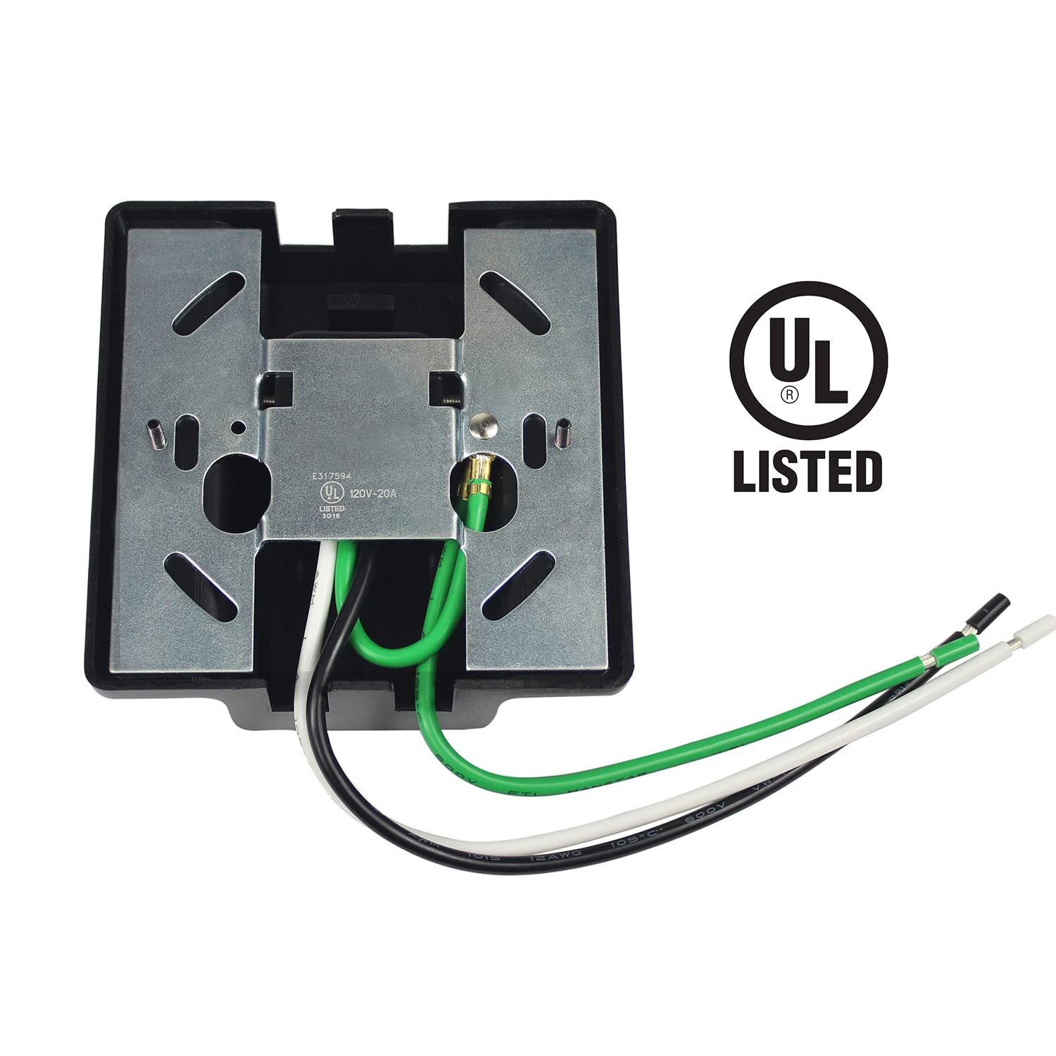 J.LUMI H Track Canopy Connector RAC6006, 120V 20A, Black, Metal, Compatible with Halo Track System, UL Listed