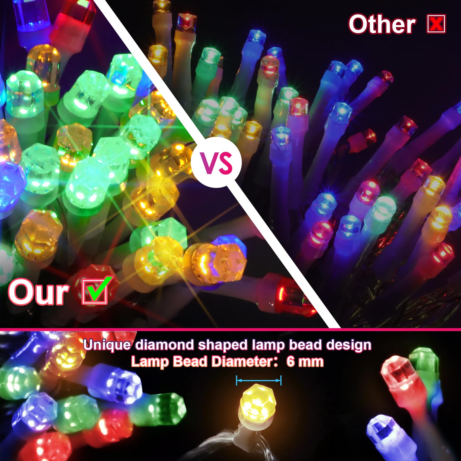 ROADAYLY LED Christmas Lights - 115FT 350LED Waterproof Twinkle String Lights with Timer, 8 Modes, Multicolor