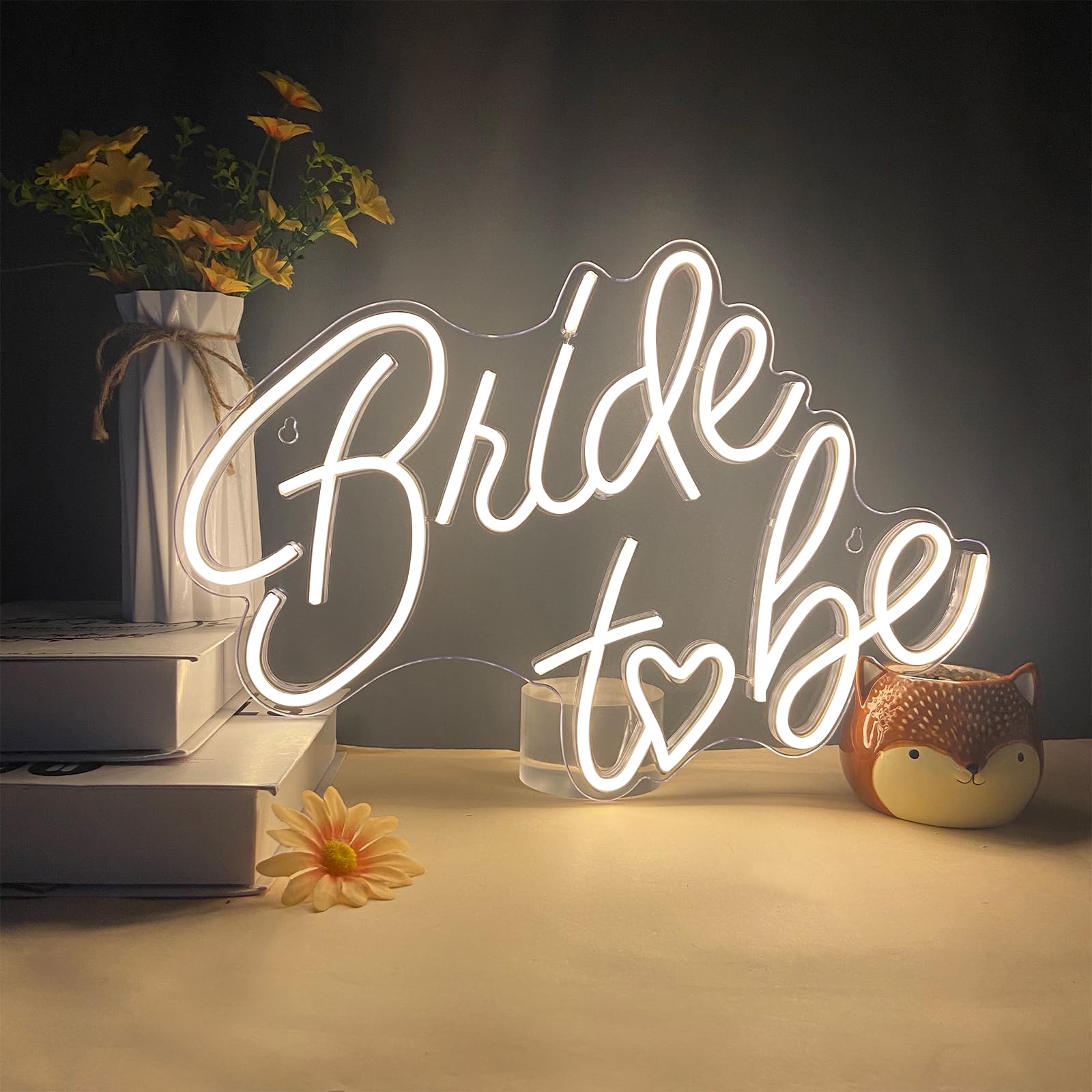 BerniceKelly Bride to be Neon Sign, Warm White LED Light, 16.54 x 11.61 inches, Acrylic, Model AW-12