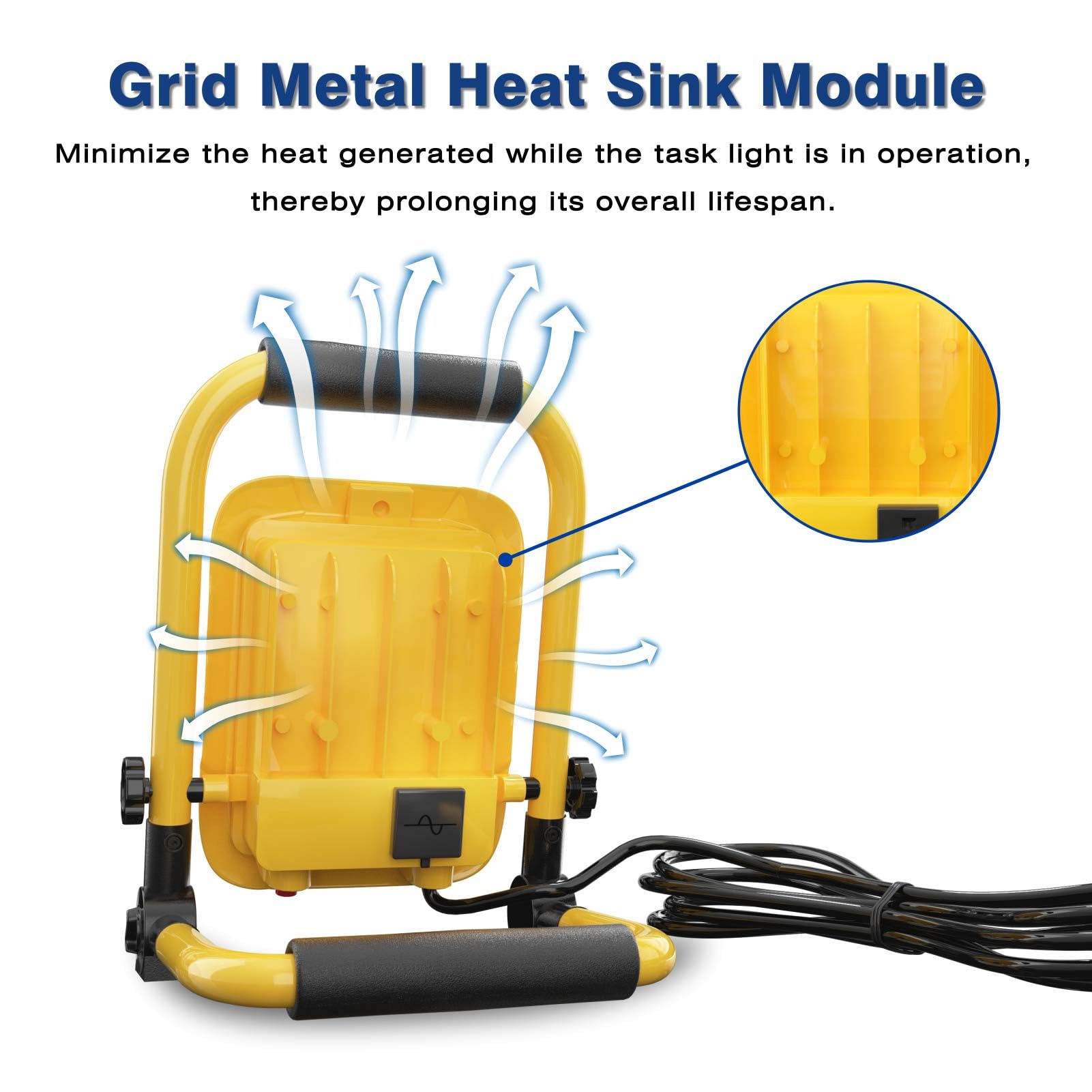 Lhotse 5000Lm Led Work Light, 30W Portable Flood Light With Socket, Outside Work Lights With Stand, Angel Adjustable Worklight For Workshop Garage,Construction Site, Ip54 Waterproof