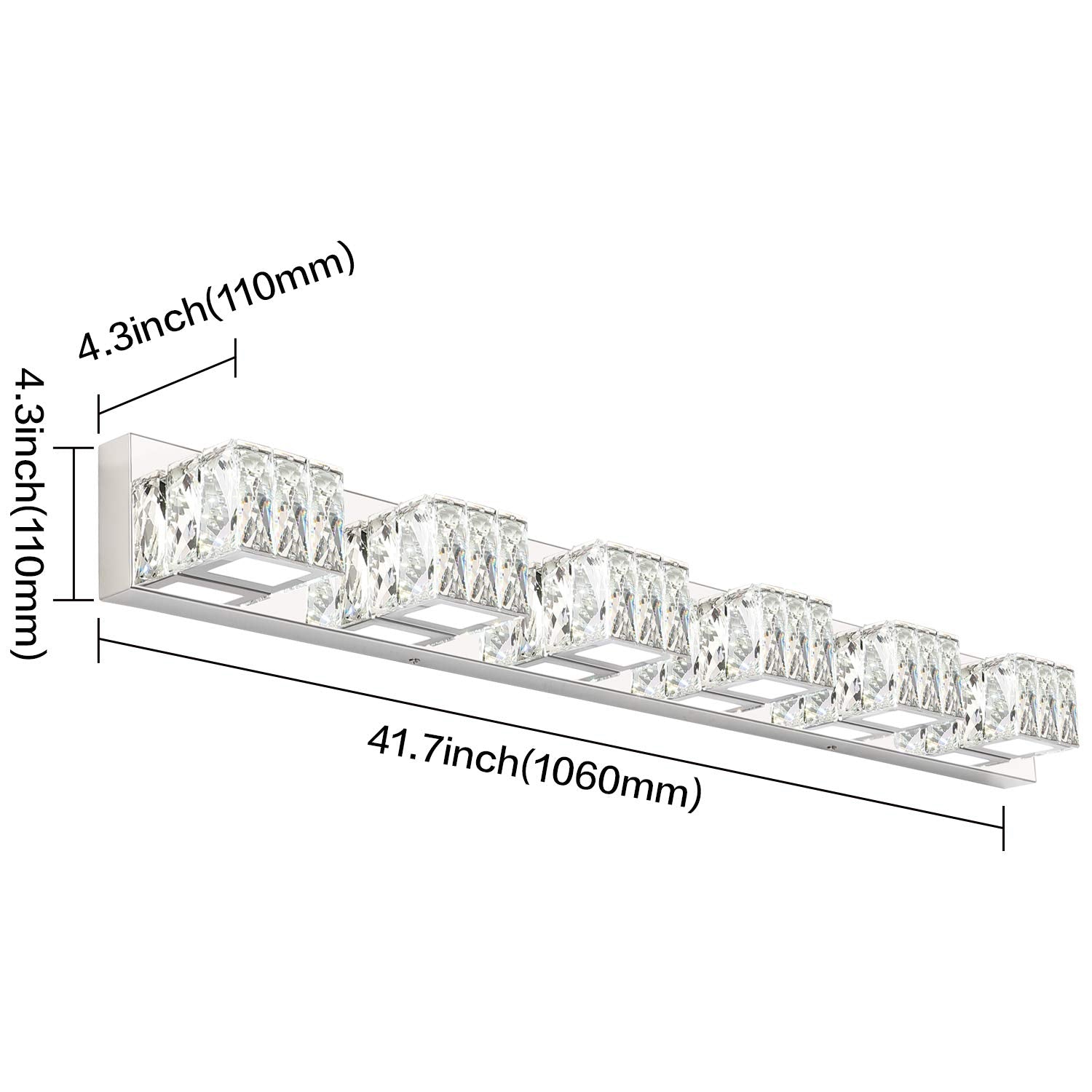 ZUZITO Modern Bathroom Light Fixtures Over Mirror LED Crystal 6 Lights Vanity Lighting for Bath White Light (6000K)