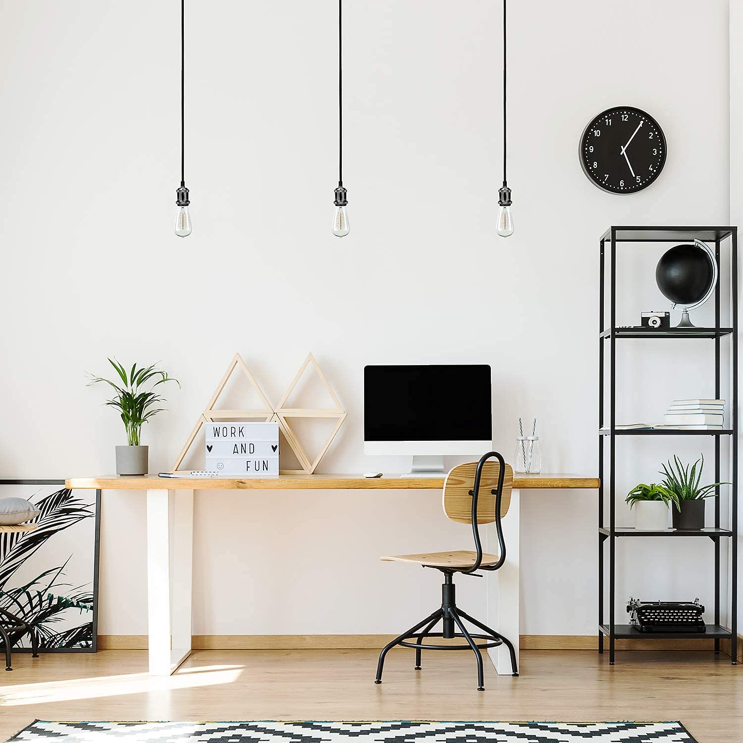 Jackyled 2 Pack Mini Pendant Light Kit Ul Vintage Socket E26 E27 Lampholder Black Woven Fabric Pendant Light Cord Adjustable Canopy Kit