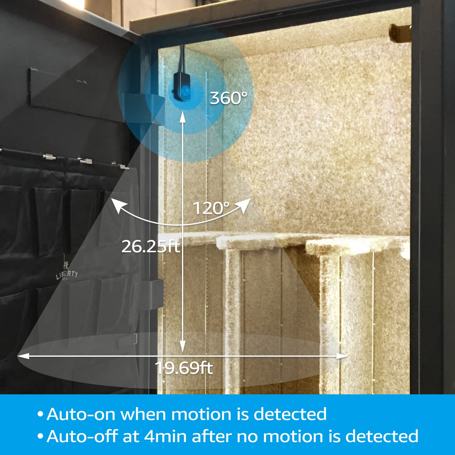 Torchstar Led Safe Lighting Kit, (4) 12 Inch Linkable Light Bars + Motion Sensor + Ul Power Adapter, 600Lm, Input 100-240V, For