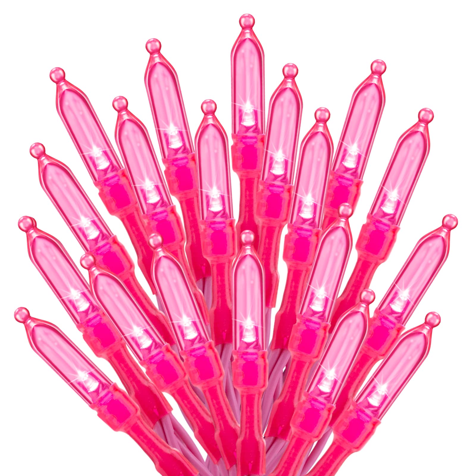 Pink Mini Christmas Lights - 39 Feet 100 LED Fairy String Lights with 8 Lighting Modes Waterproof Connectable for Indoor Outdoor