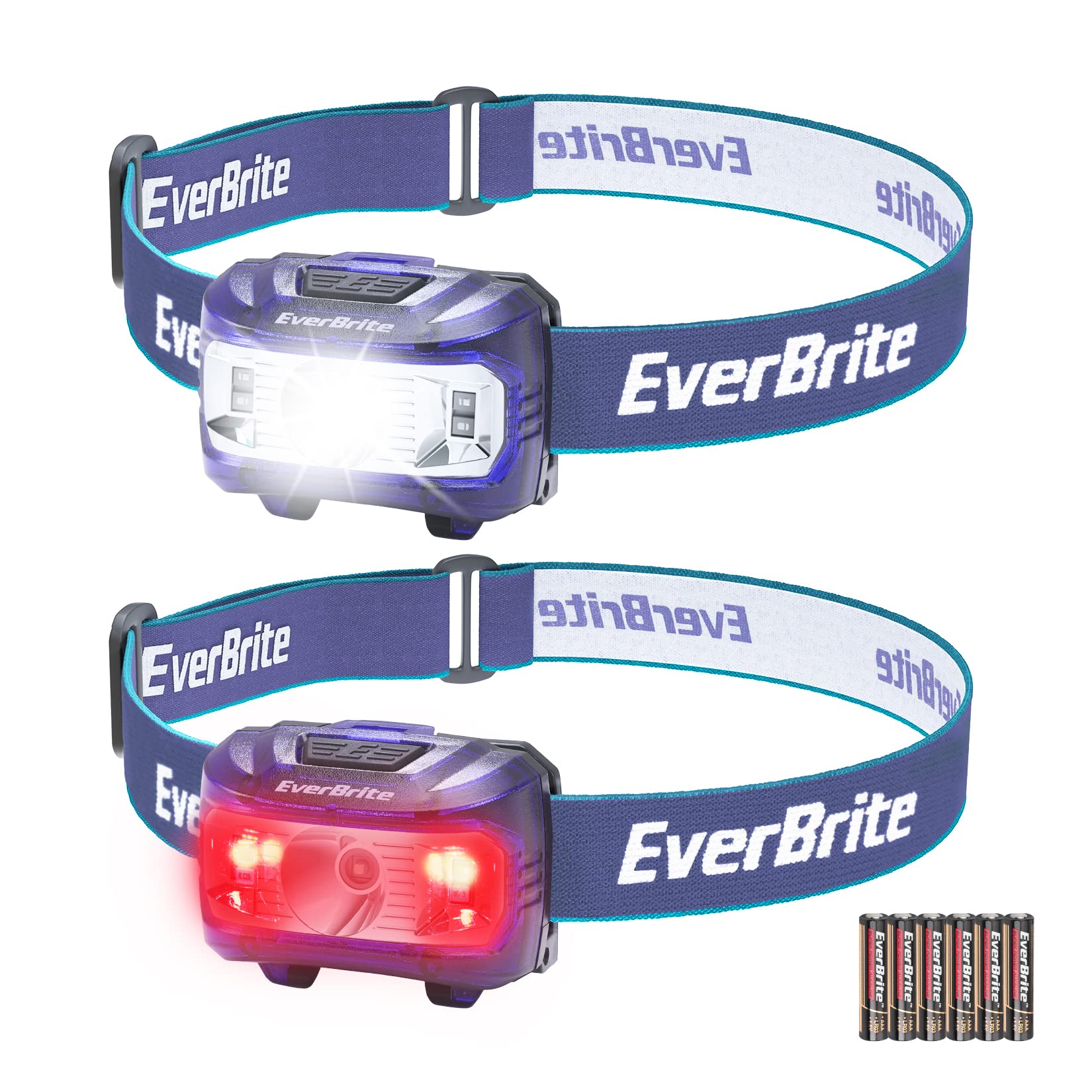 Everbrite Headlamp, 2 Pack Kids Headlamp With Red Light And Memory Function, Head Lamp For Adults And Kids With 5 Modes, Bright