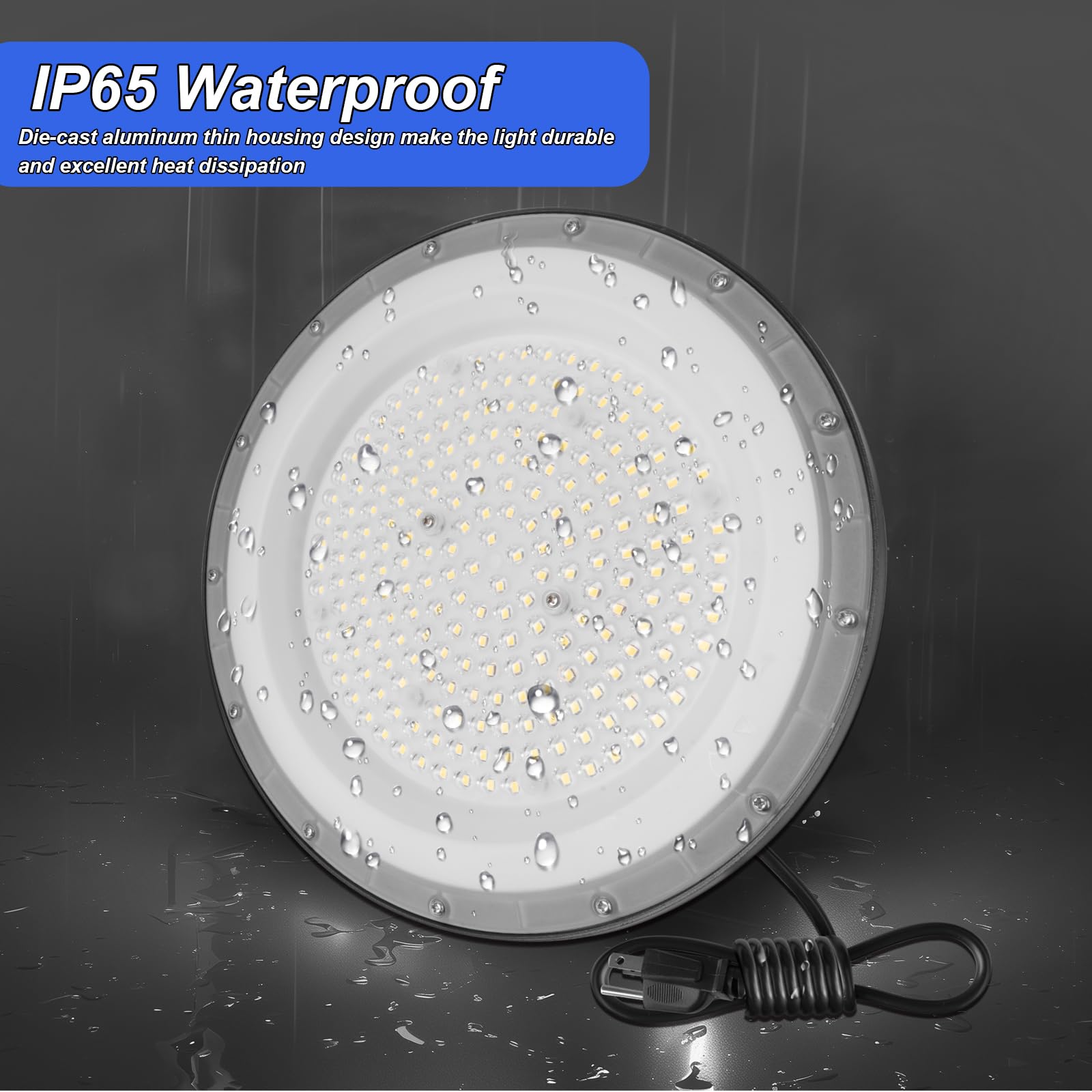 4 Pack Ufo Led High Bay Light,6500K 150W Power Cord Included, 21000 Lm Ip65 Waterproof Shatterproof Fixture
