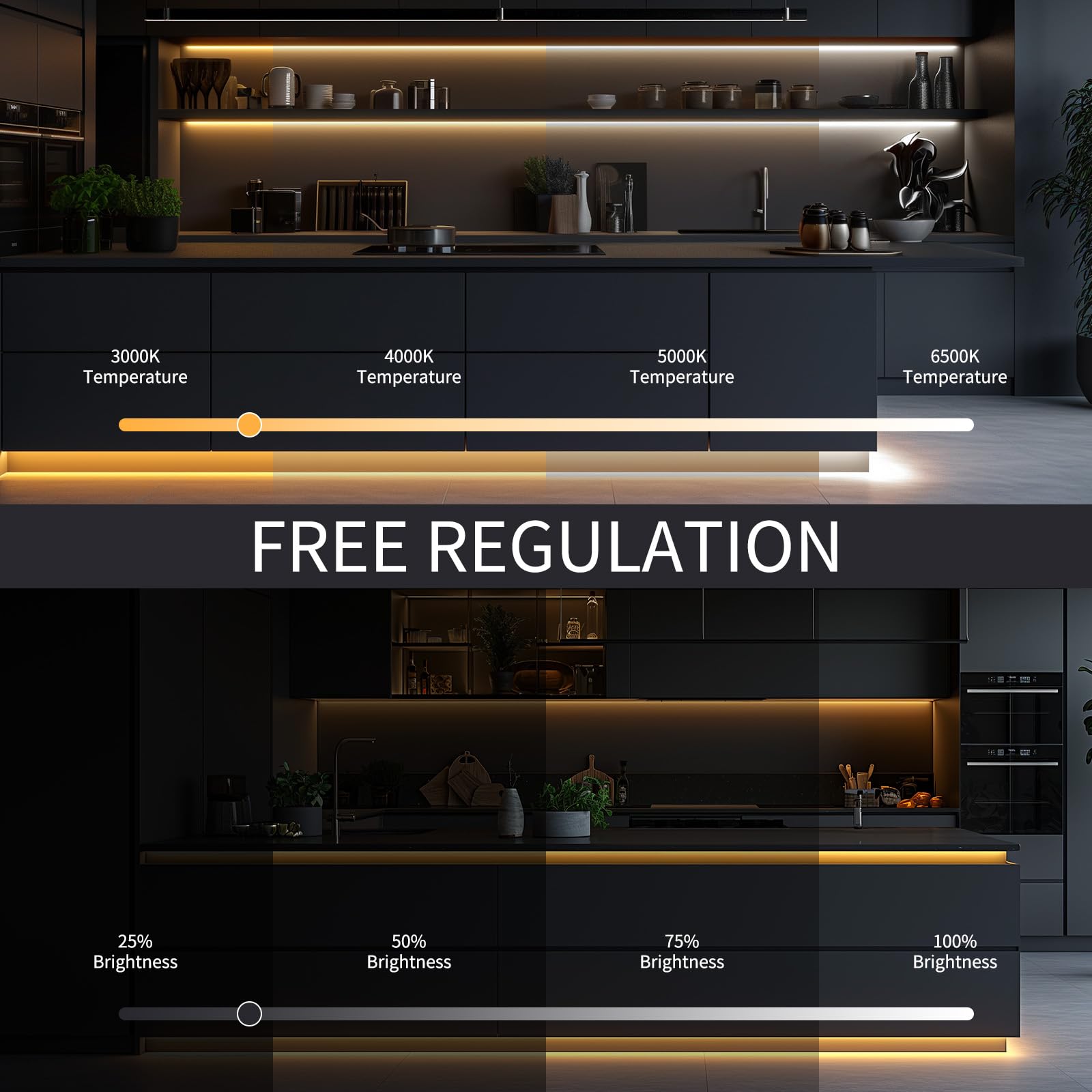 Bunacet Outdoor Led Strip Lights, Ip67 Waterproof Tunable Warm White Lights 3000K-6500K 52Ft-2Rolls, Rf Remote Control With 24V