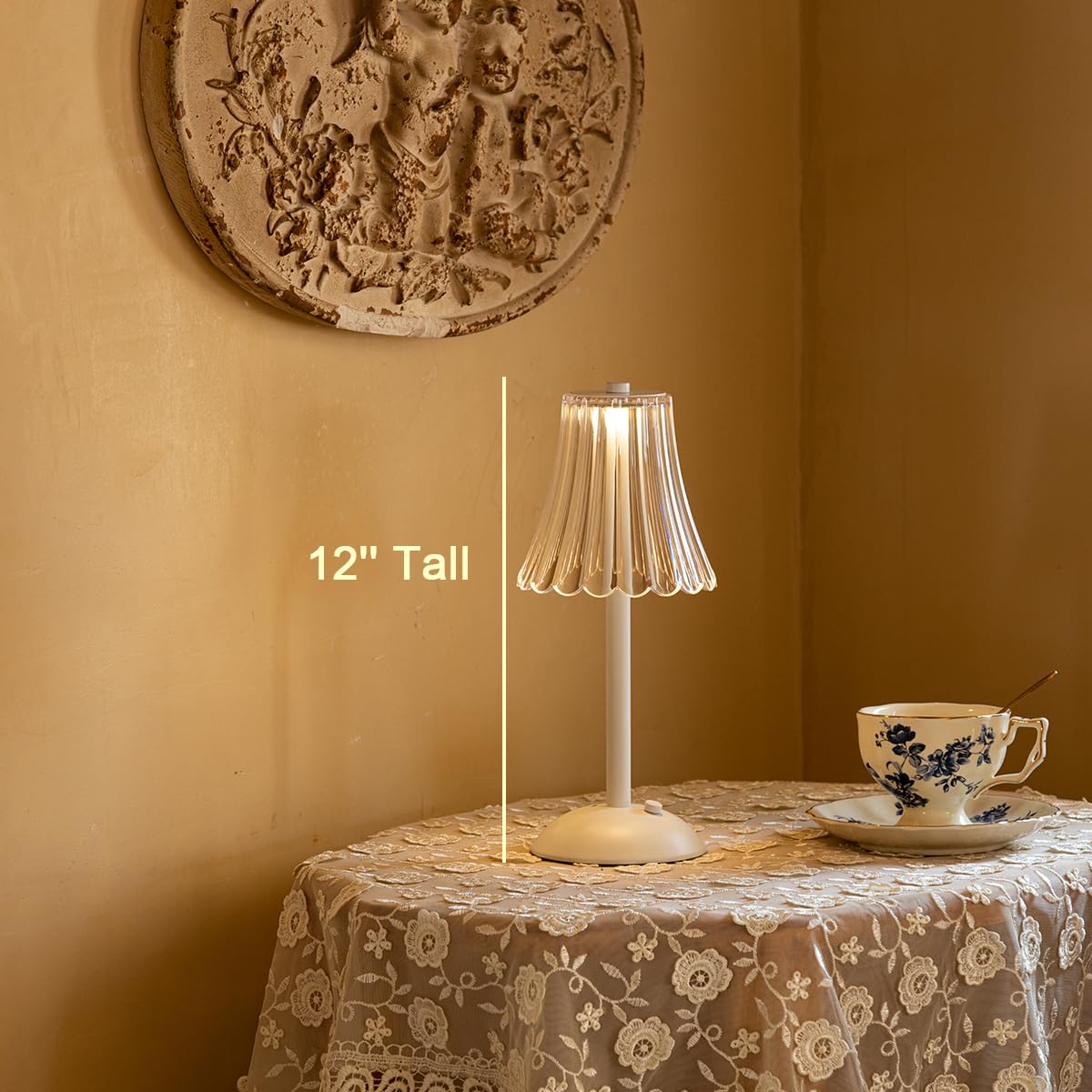 Heqet Cordless Table Lamp For Kitchen Home,Table,Dining Room, Gold Rechargeable Lamps, Usb Charge 12'' Tall Ledportable Outdoor