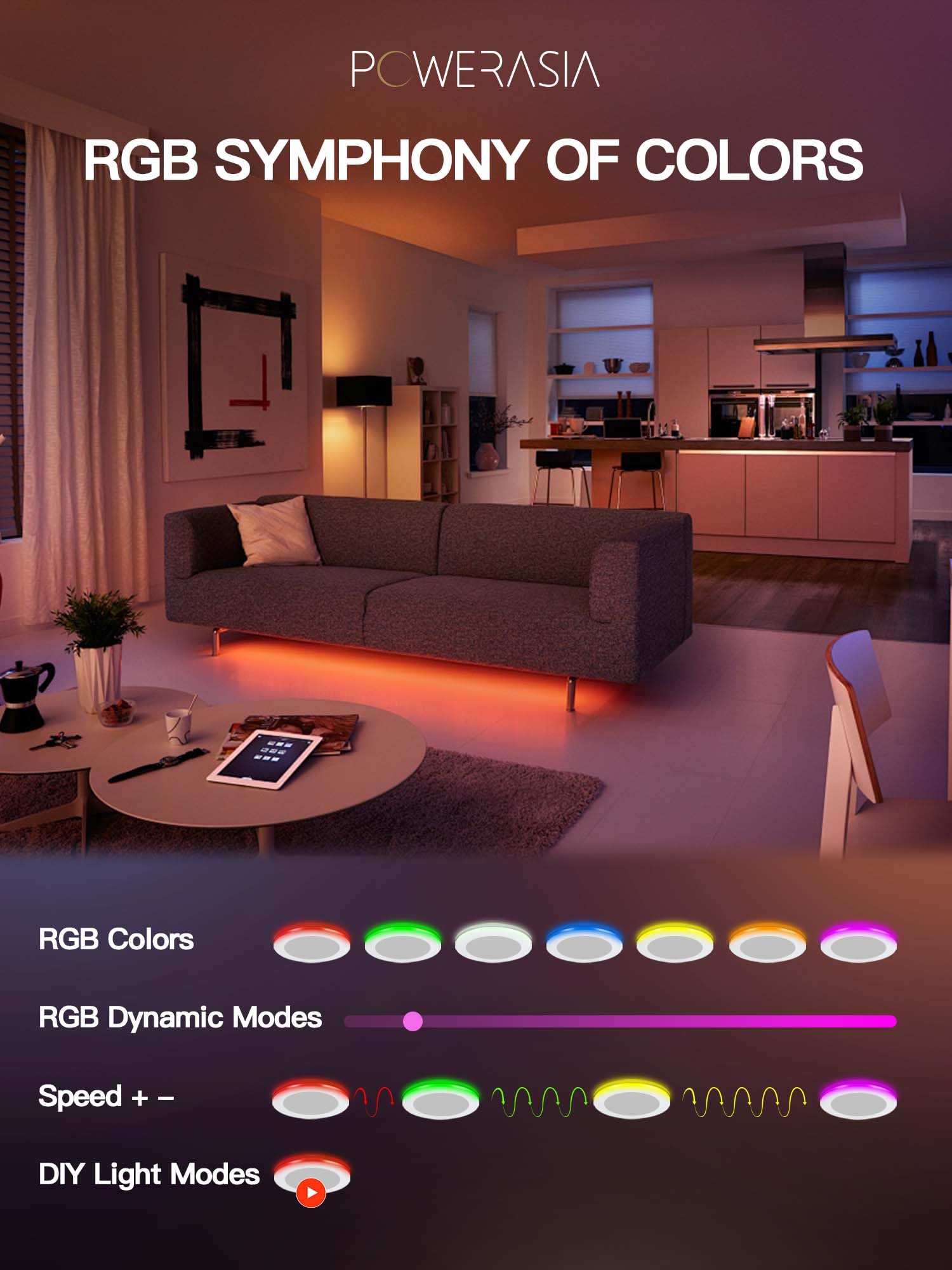 Powerasia 12 Pack 4 Inch Smart Led Recessed Lighting With Rgb Back Light, 9W 850Lm Smart Led Recessed Lights With Junction Box,