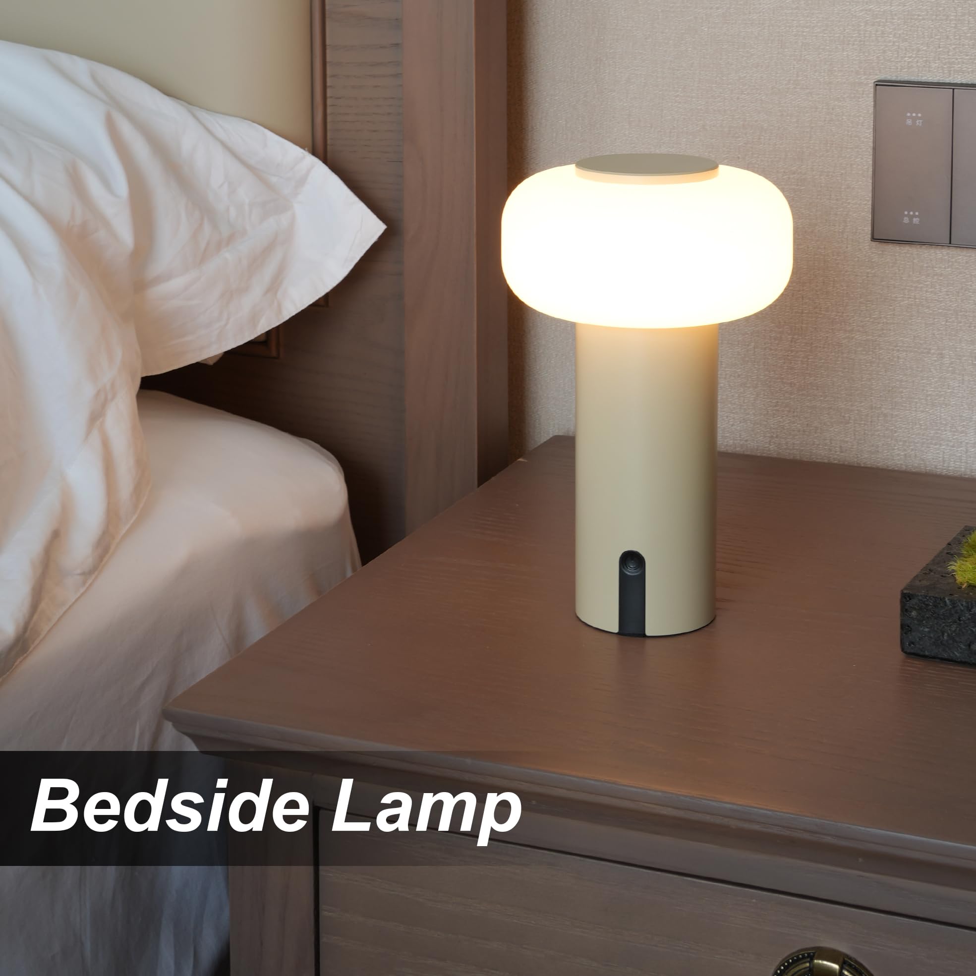 WEILAILUX Waterproof Shower Lamp, Cordless Rechargeable Table Lamp, Touch Dimmable Night Light, Khaki, Model WL-3690