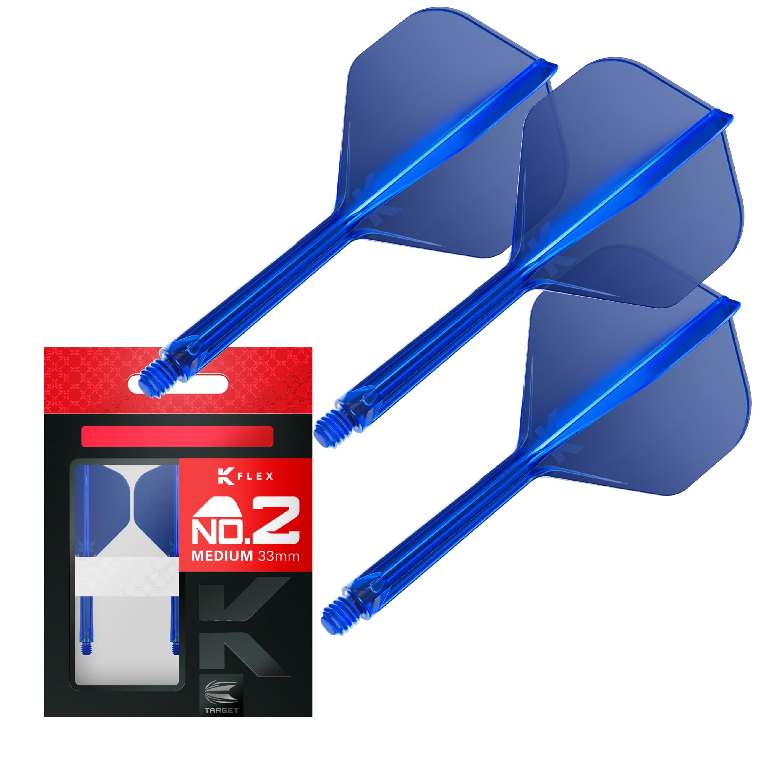 Target Darts K Flex Integrated Dart Flights And Shafts  No.2 Blue (Medium) | Pack Of 3 K-Flex - No2  Kflex All In One Moulded Dart Flight & Stem | Professional Dart Accessories