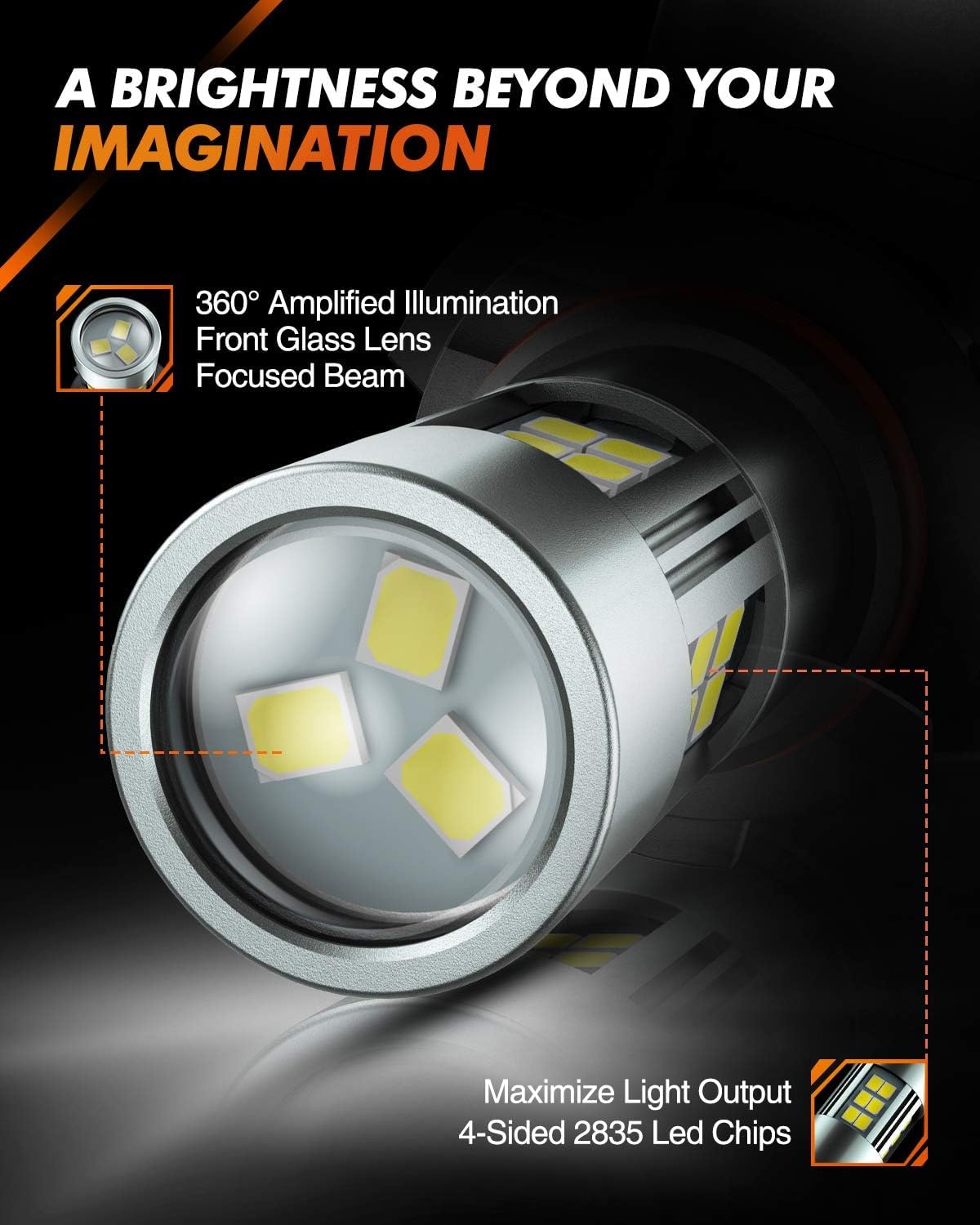 SEALIGHT G2 H13 H10 LED Bulbs Combo, 42000LM, 6500K, Plug and Play, Pack of 4, White