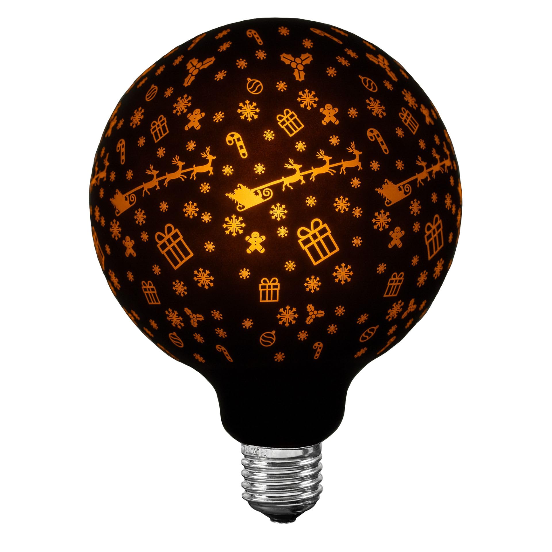 Festive Living 4.5 G125 Decorative LED Bulb - 1800K Warm Vintage Glow, Dimmable, Christmas Style Matte Black, E26 Medium Base, 4