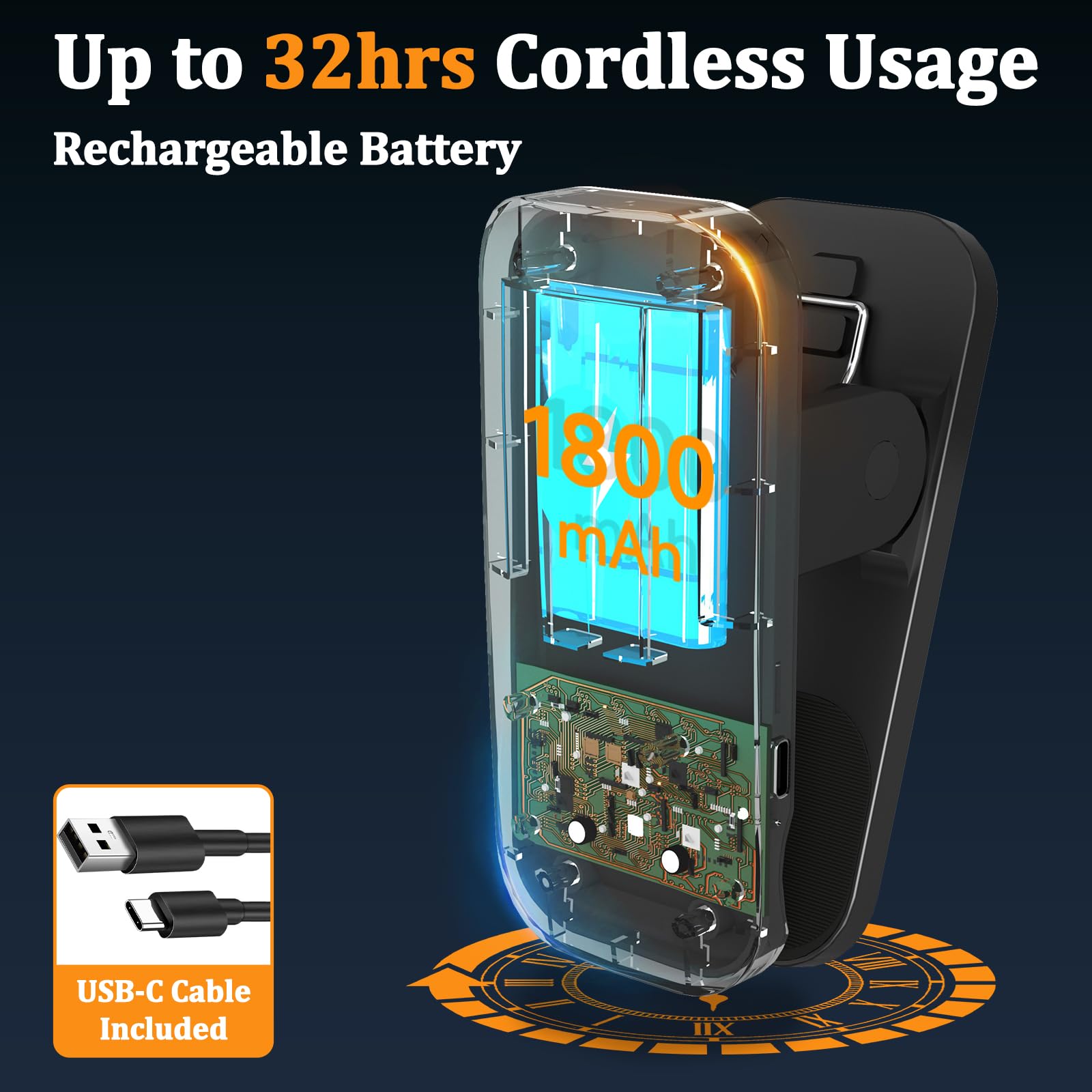 Hecdstly 2 Pack Clip On Reading Light For Bed Headboard, Battery Rechargeable Large Clamp Bed Lamp - 5 Colors 5 Brightness, Flex