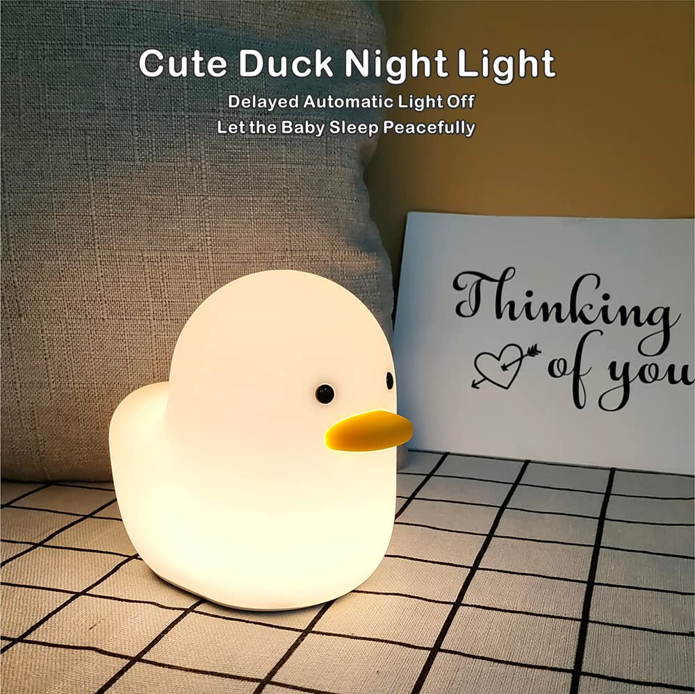 LEDHOLYT Kids Night Light - Cute Silicone Duck Nursery Lamp for Baby and Toddler, Animal Squishy Lamp for Bedroom, Boys and Girl