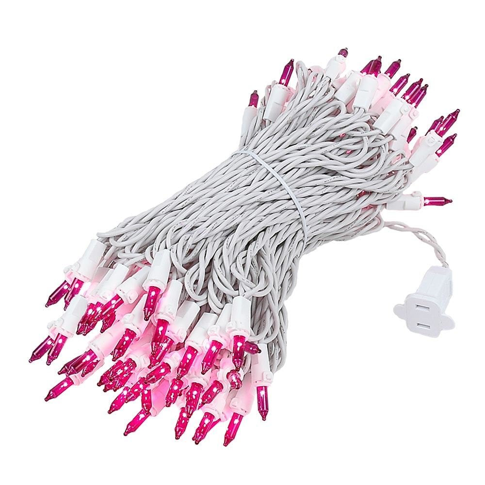 Novelty Lights 100 Light Purple Mini String Light Set, 50 Long, Indoor/Outdoor, White Wire, Model MRD-25B-4