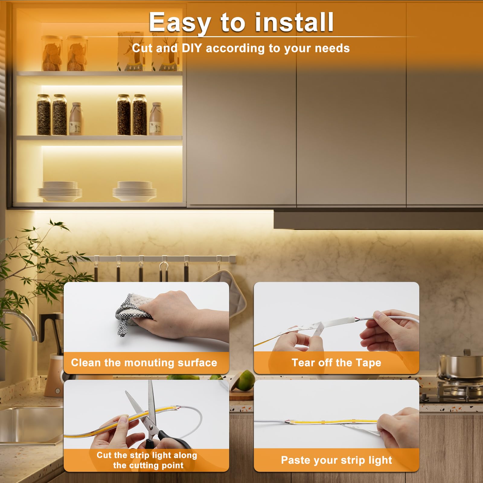 Pautix Cob Led Strip Light 20Ft/6.1M 3000K Warm White 3087Leds,High Lumen Cri90+ Super Bright,Lead-Free Material Dc24V Flexible Led Tape For Home&Office Diy Lighting Project(Power Supply Not Included)