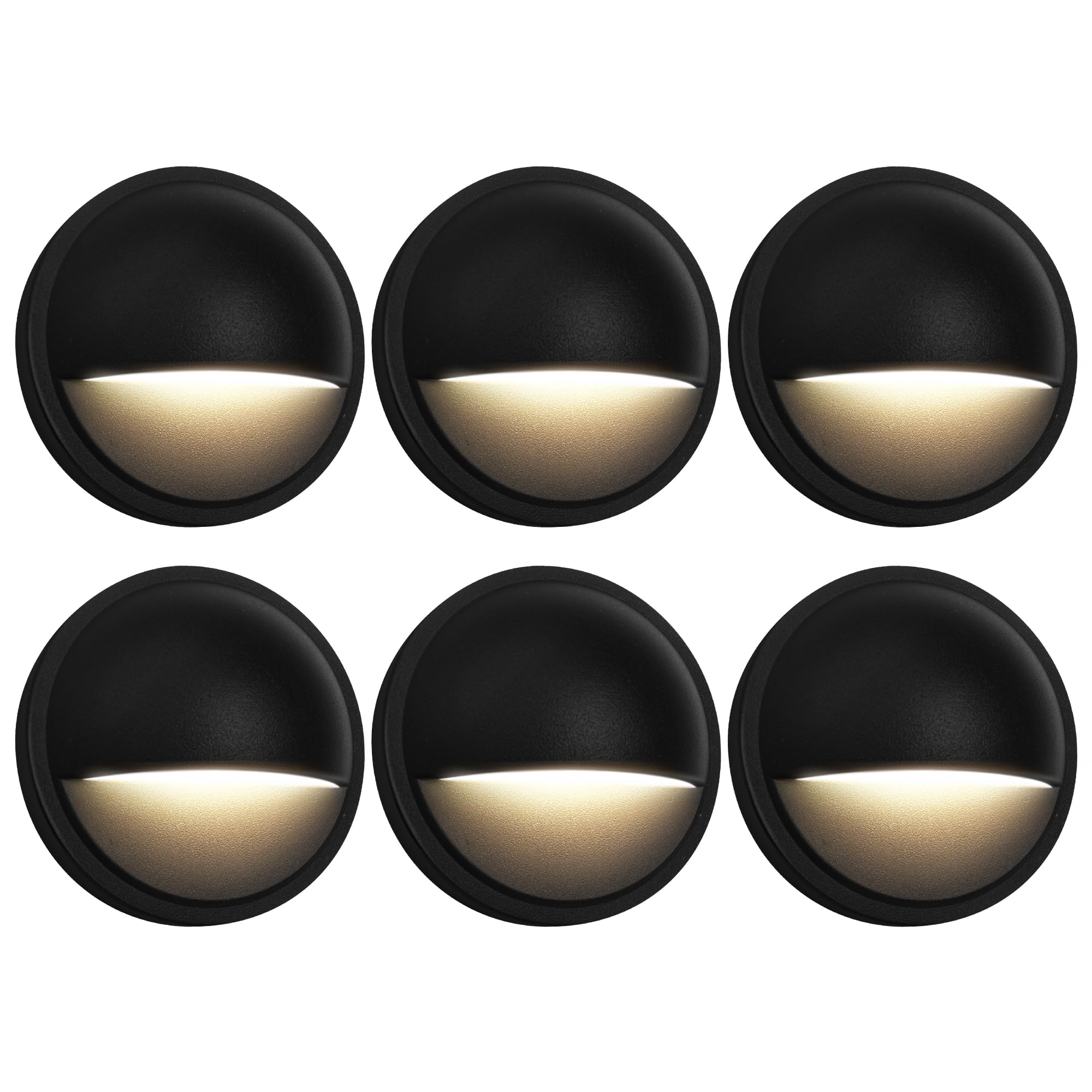 GKOLED 6-Pack Low Voltage LED Deck Lights, 2W 3000K Aluminum, Black Finish, Model GKOLDA2W12V30KAB