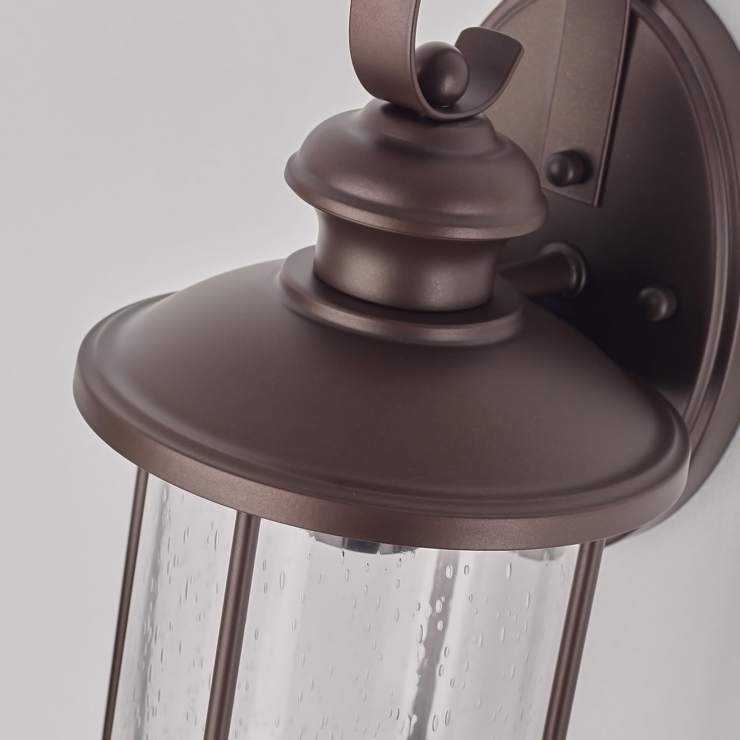 MICSIU Outdoor Wall Lantern Lights - 2 Pack, 13.75" Oil Rubbed Bronze with Clear Seedy Glass, Perfect for Porch, Entryway, Pathway
