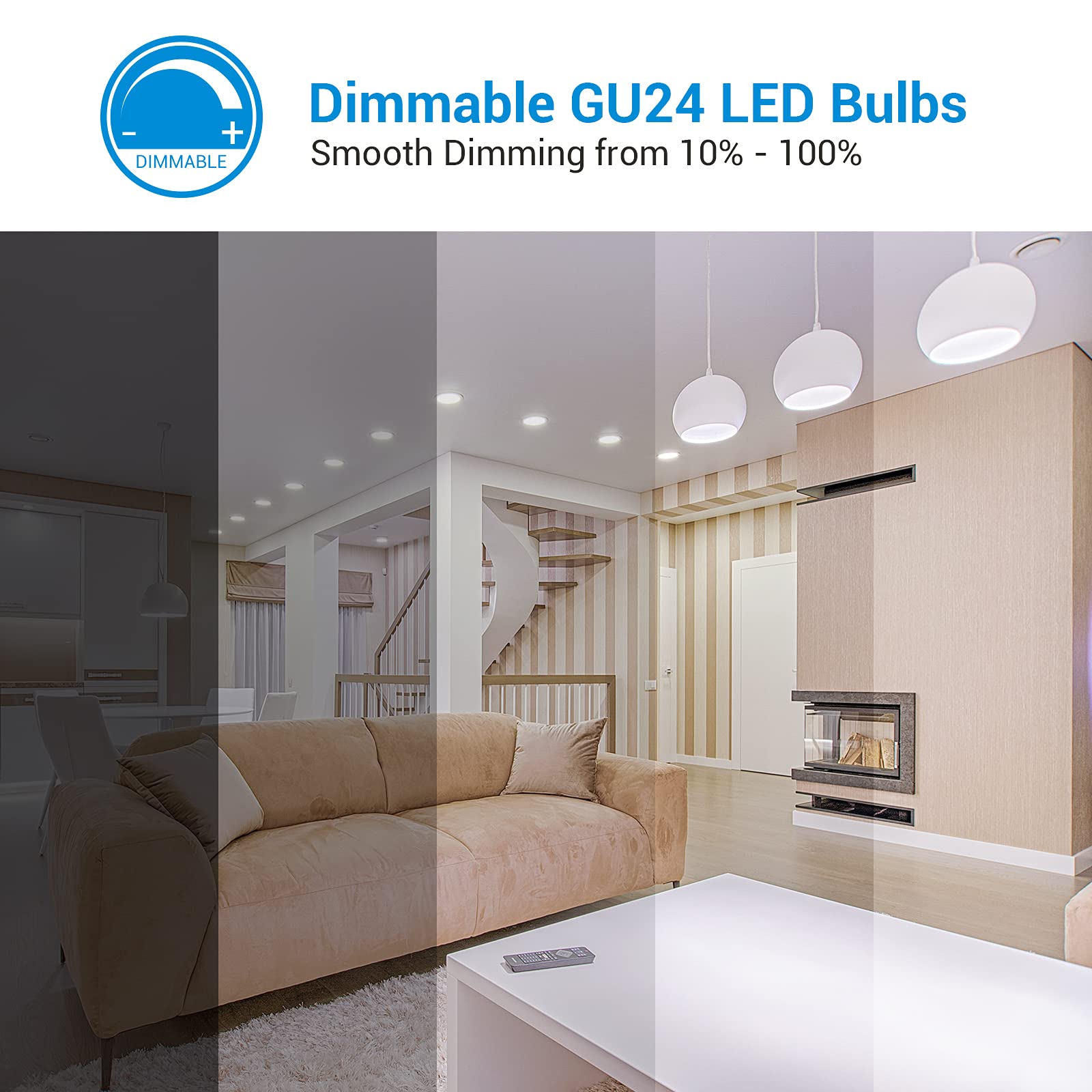 Dewenwils Gu24 Led Light Bulb, 60W Equivalent, Dimmable 2 Prong Light Bulbs, 5000K Daylight White, 9W 800 Lumens, A19 Shape Bulb