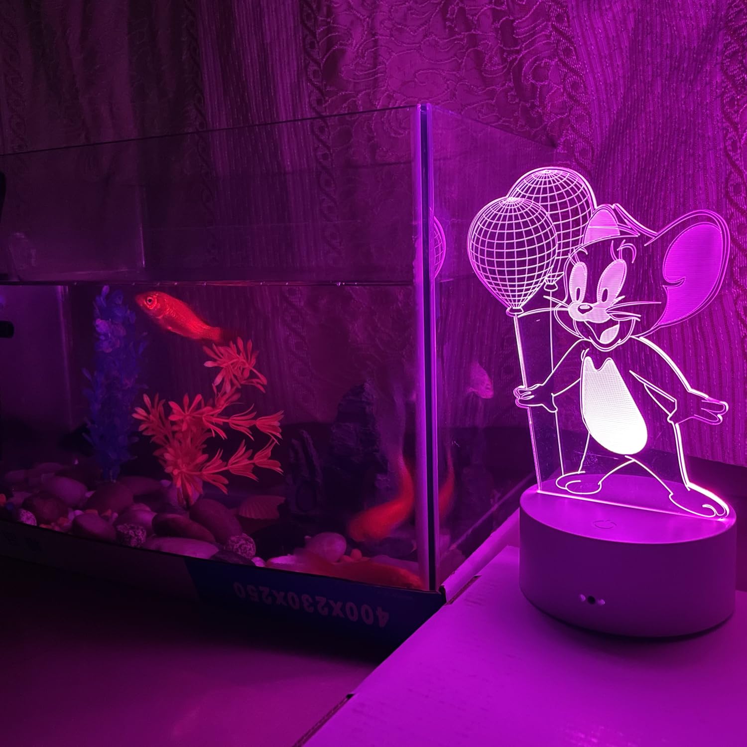 Jerry 3D Illusion Lamp, 3D Creative Visualization Jerry Mice Night Light, Mouse 3D Lamp Remote Control Desk Visual Lamp 16 Chang