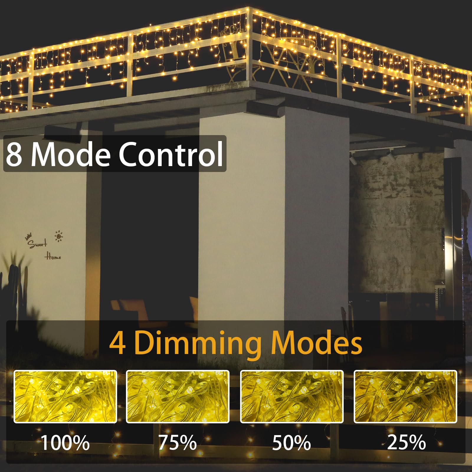 SOSHOT Christmas String Lights - 640 LED, 49FT, 8 Modes, Remote Control, Waterproof, Warm White