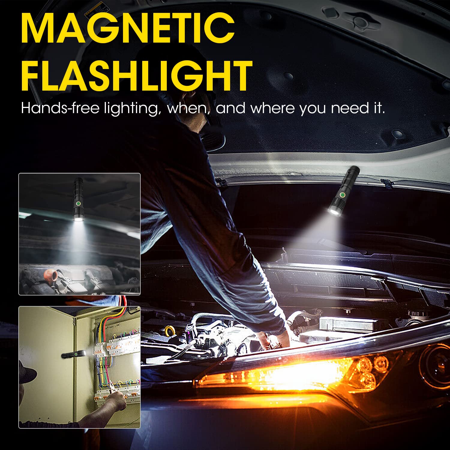 Rechargeable Flashlight High Lumens, 12000 High Lumens Super Bright Flash Light, 1500 Meter Long-Range Zoomable LED Flashlights