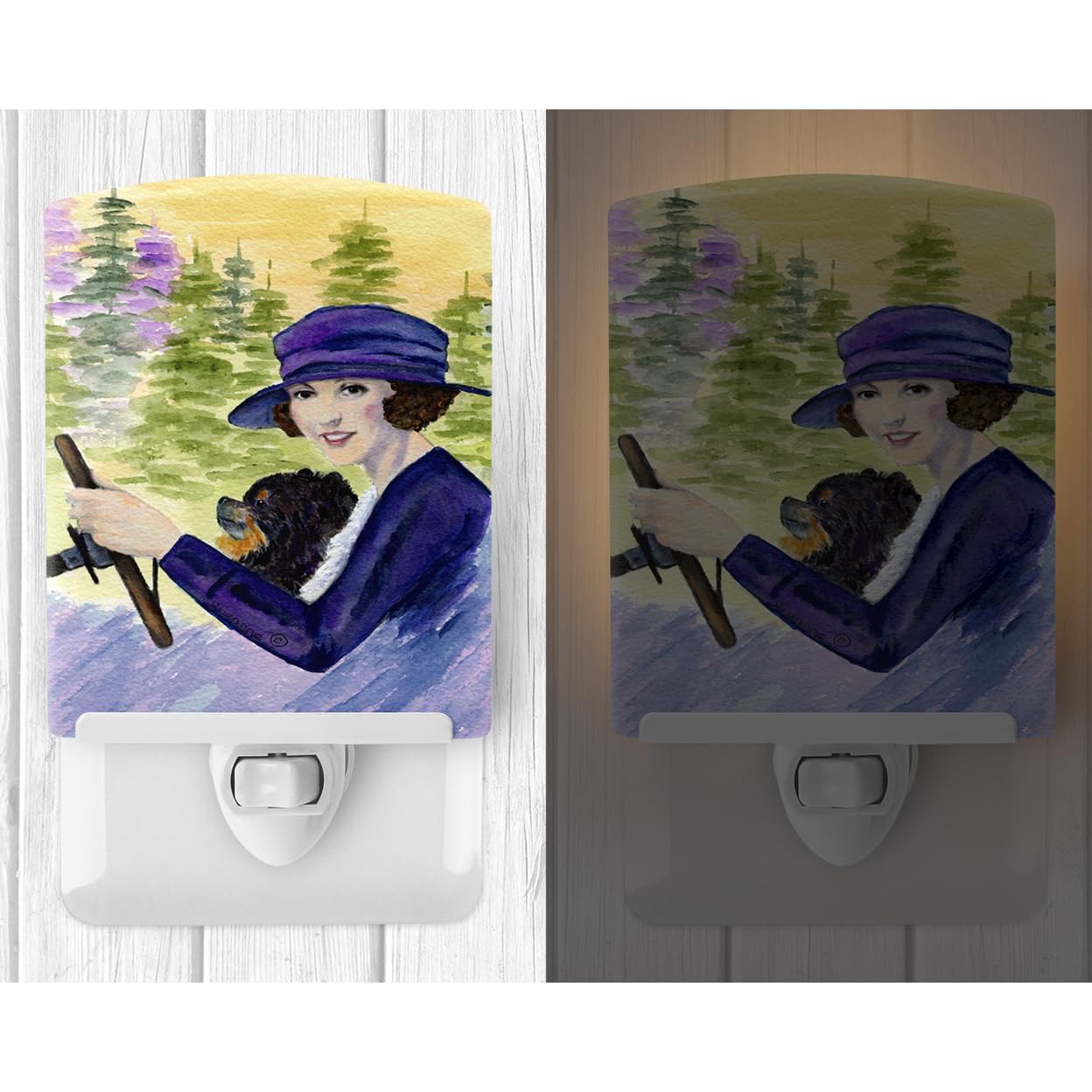 Carolines Treasures Ceramic Night Light, Lady with Pomeranian, 6x4x3in, Model SS8538CNL, Multicolor