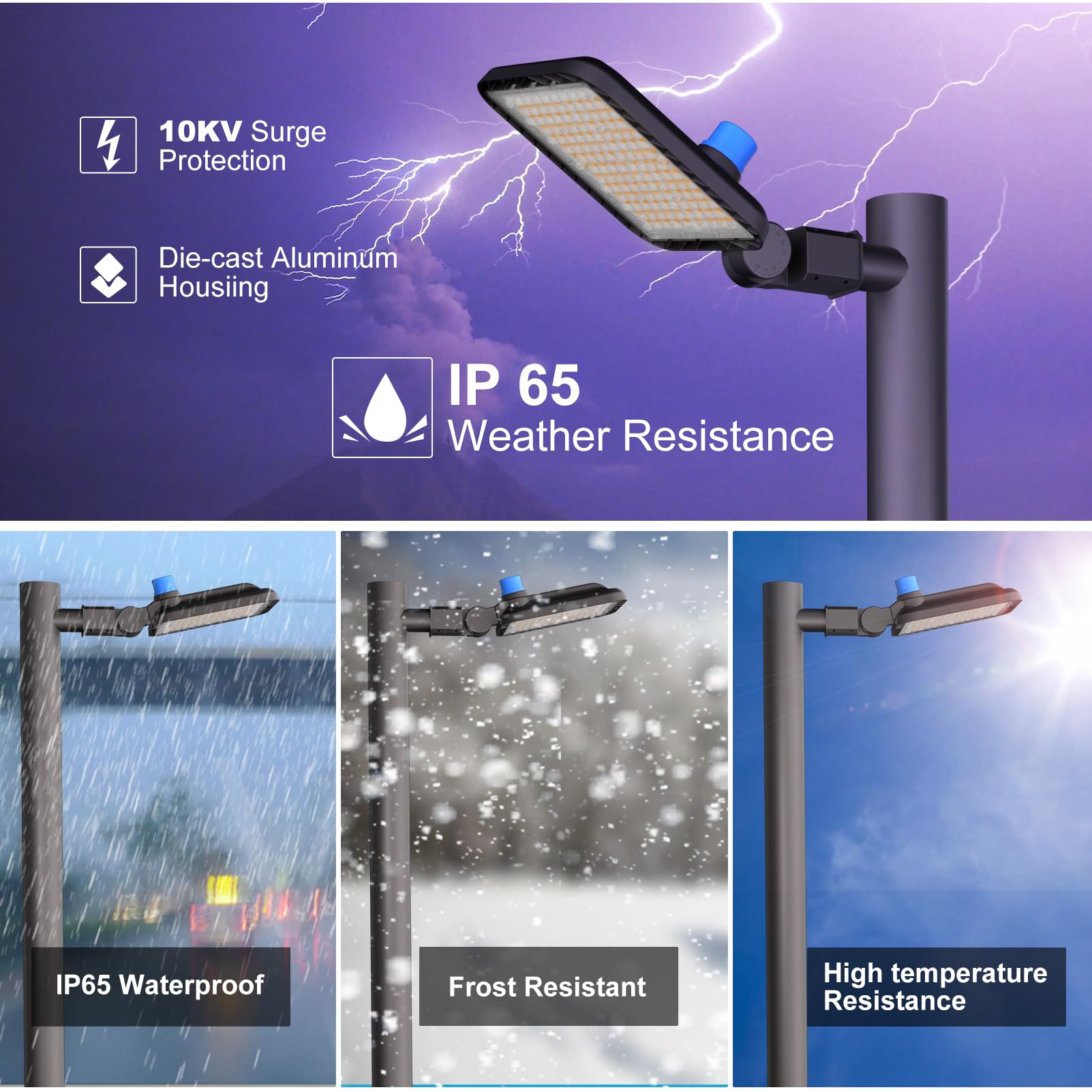 320W(350X1W) Led Parking Lot Lighting 48000Lm (150Lm/W) Led Parking Lot Lights Commercial With Smart Photocell Etl 5000K Pole Light Outdoor Slipfitter Mount- 4Pack 7Yrs Warranty