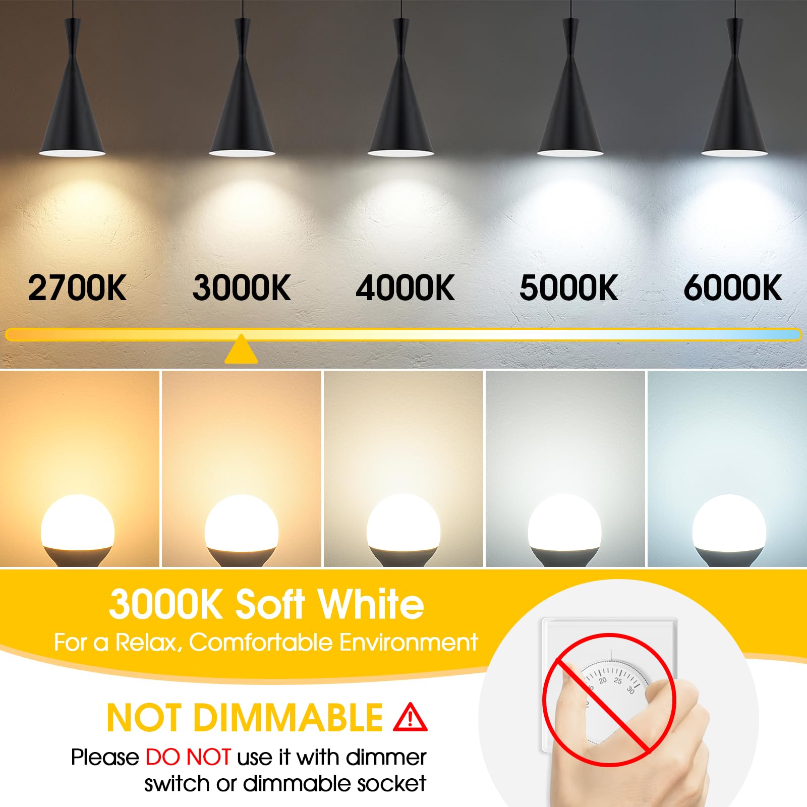 Maxvolador E12 Led 60W Equivalent Soft White 3000K Ceiling Fan Bulbs, 600Lm Cri 85+ Small Base Candelabra Bulbs, 6W Non-Dimmable, Pack Of 6