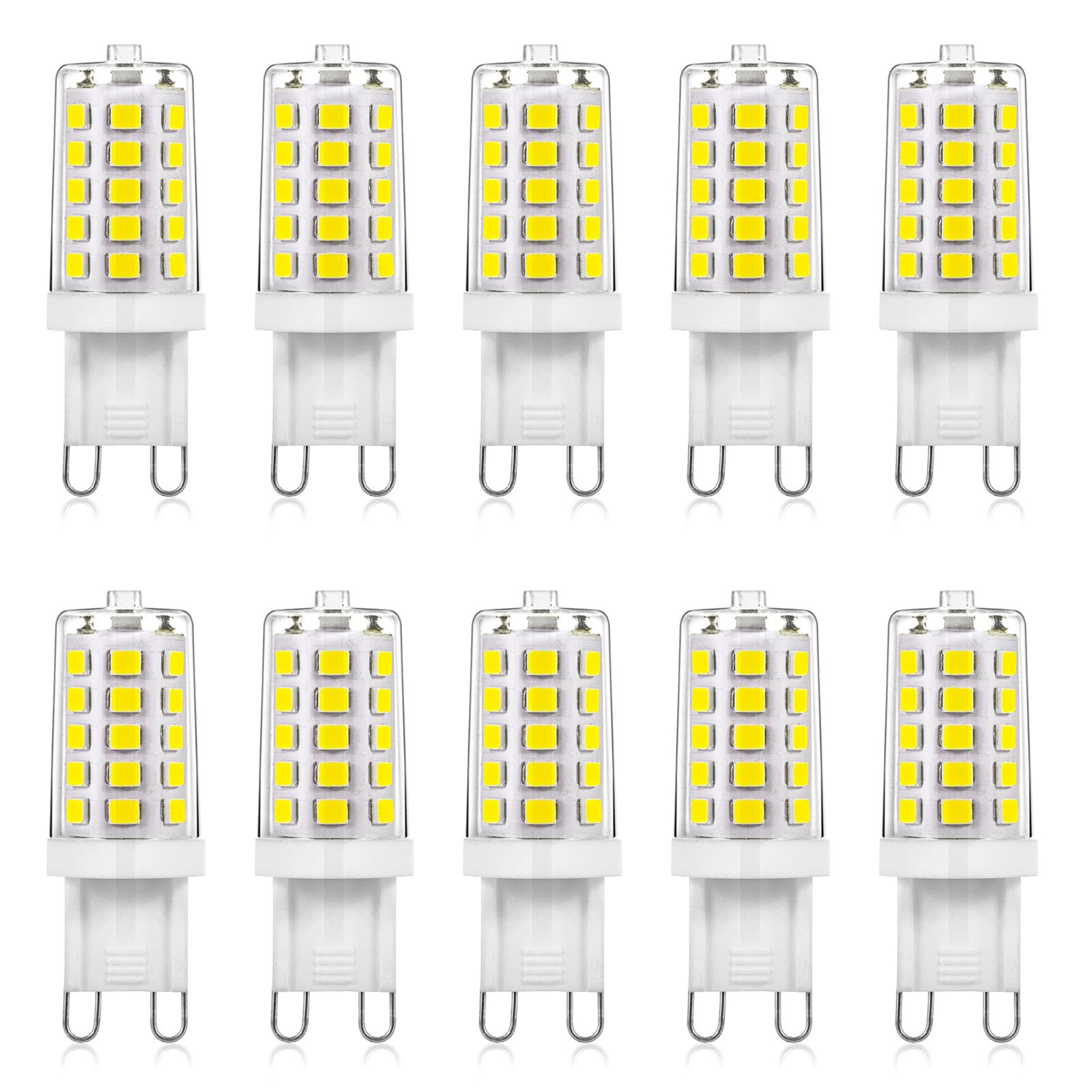 Joutameili 10 Pack G9 LED Bulb Daylight White 5000K 4W Equivalent 40 Watt, No Flicker LED G9 Bulb, T4 Halogen Light Lamp Replace
