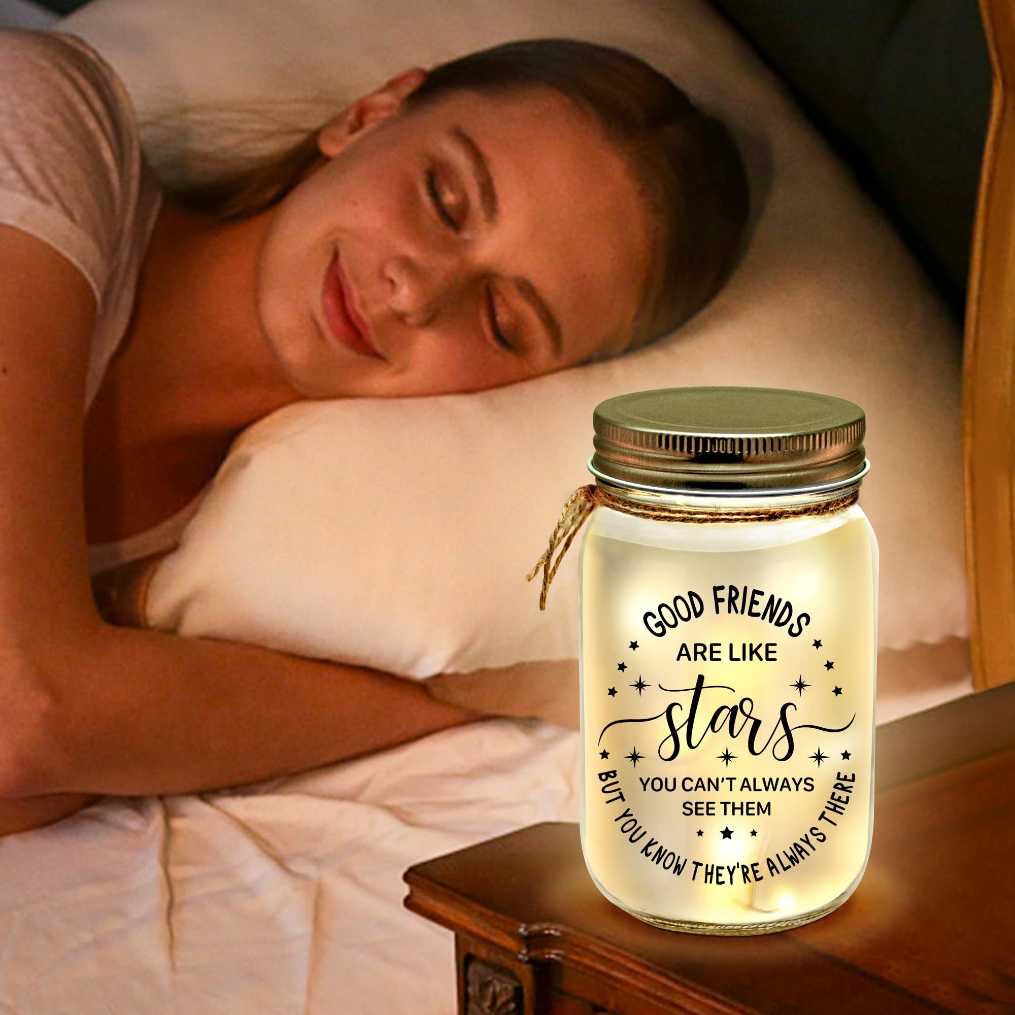 Kenon Mason Jar Night Light For Bestie, Birthday Day Gifts For Women, Home Decoration Lights, Personalized Mason Jar Mothers Day