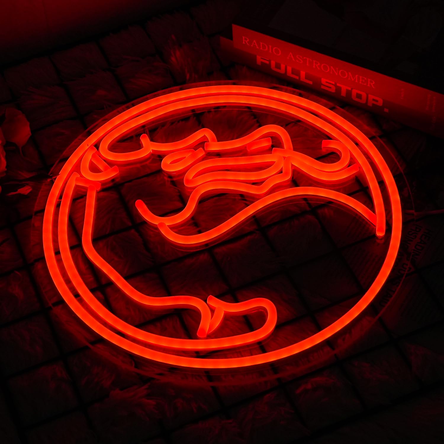 LMSIGNLY Dragon Neon Sign - Dimmable Gaming Logo Light for Wall Decor, 13in x 13in, Red Plastic