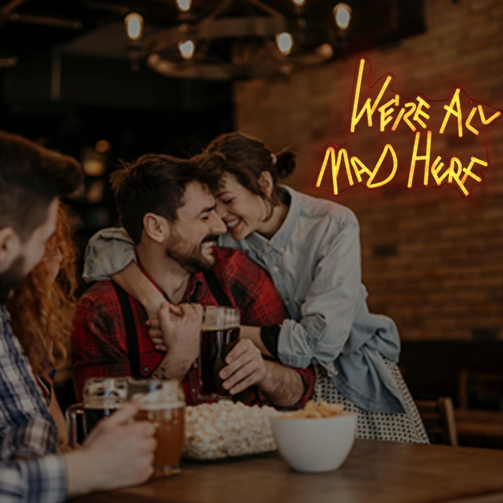 We'Re All Mad Here Neon Signs Alice In Wonderland Neon Light For Wall Art Letter Neon Club Cave Beer Bedroom Theme Hotel Bar Decorations Christmas Kids Gifts