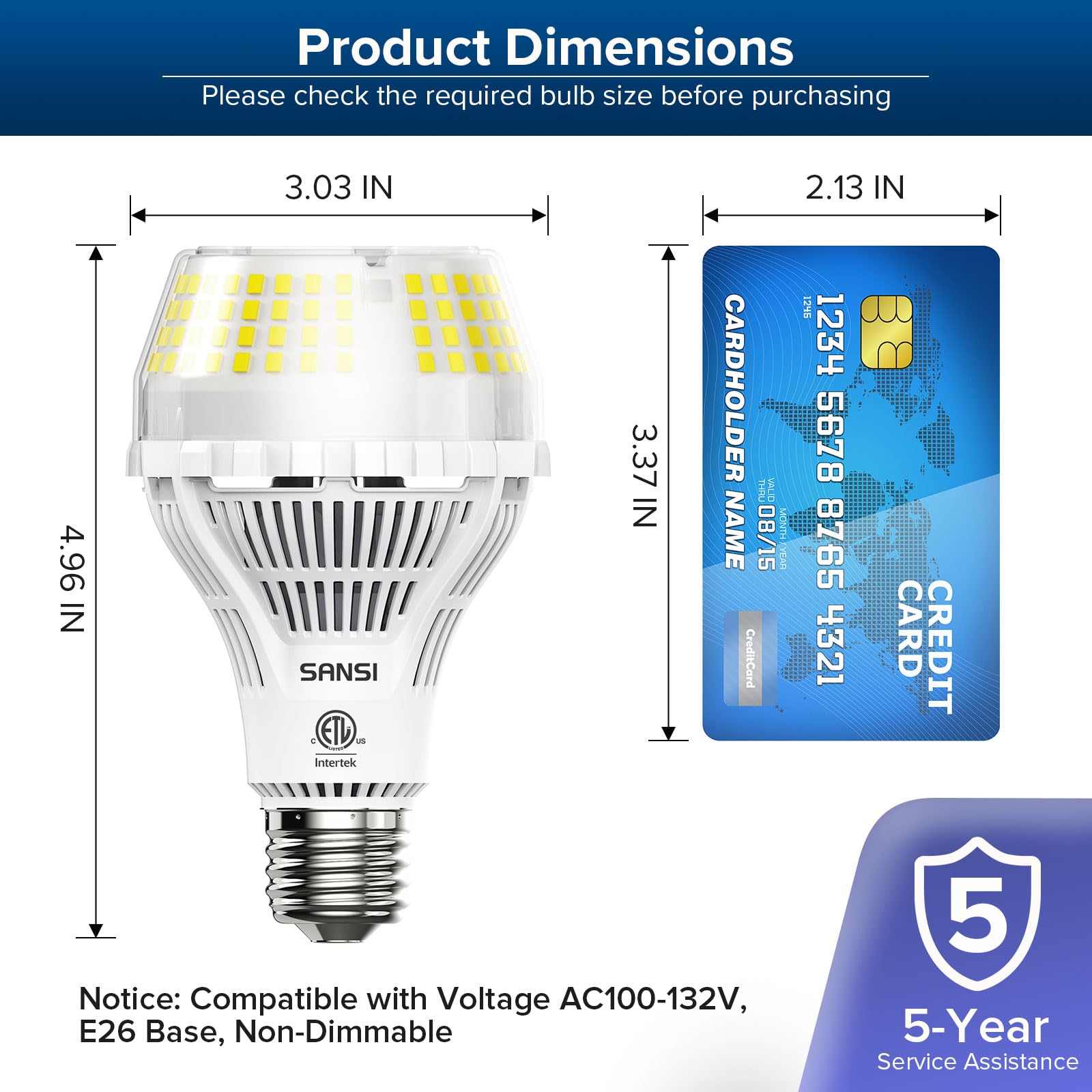 Sansi 250W Equivalent Led Light Bulb, 4000 Lumens Super Bright Led Light Bulb, E26 A21 5000K Daylight Led Light Bulbs Non-Dimmab