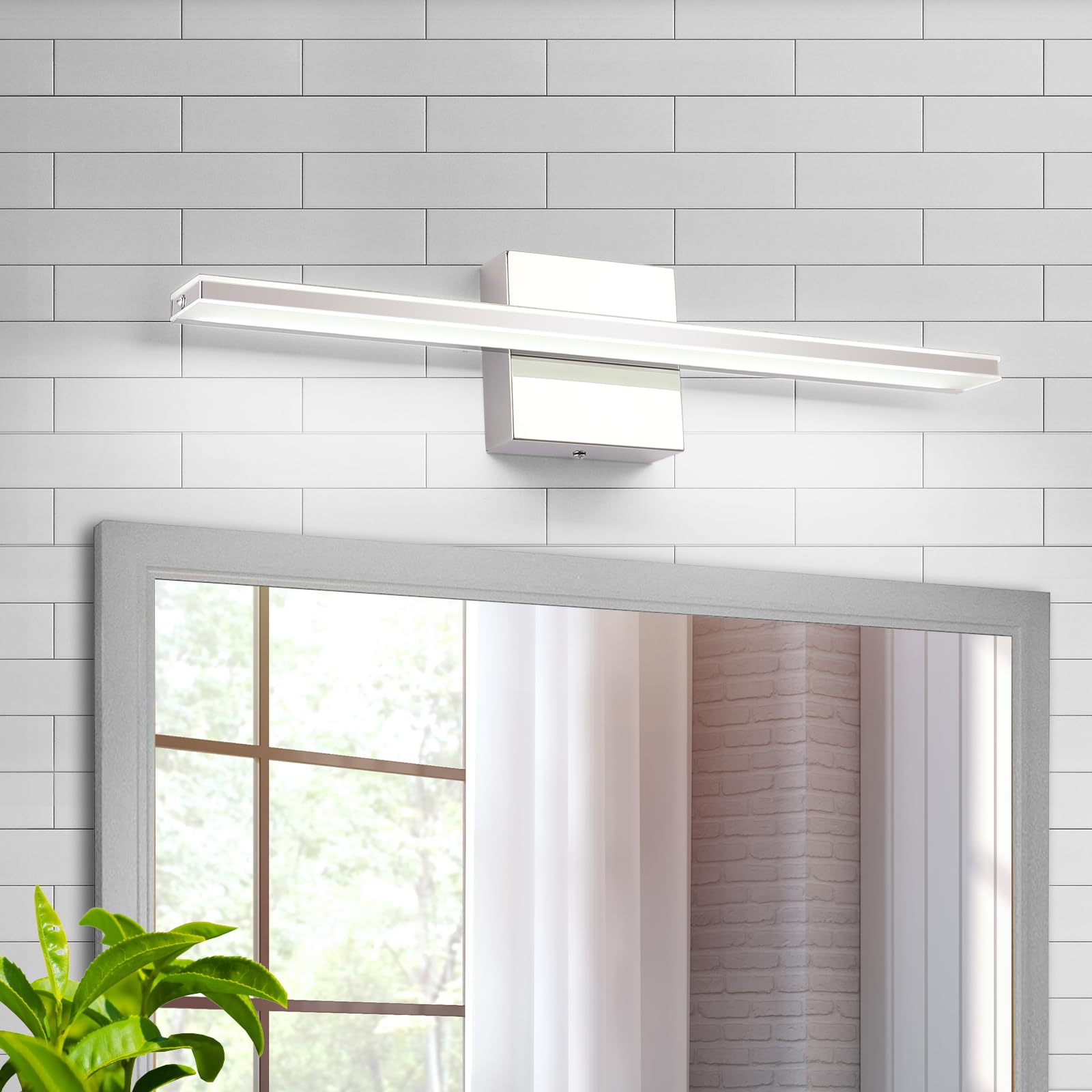 Brivolart Led Vanity Light Bar, 20 Inch Chrome Bathroom Fixture, 12W Acrylic Over Mirror Lighting, Model 6420