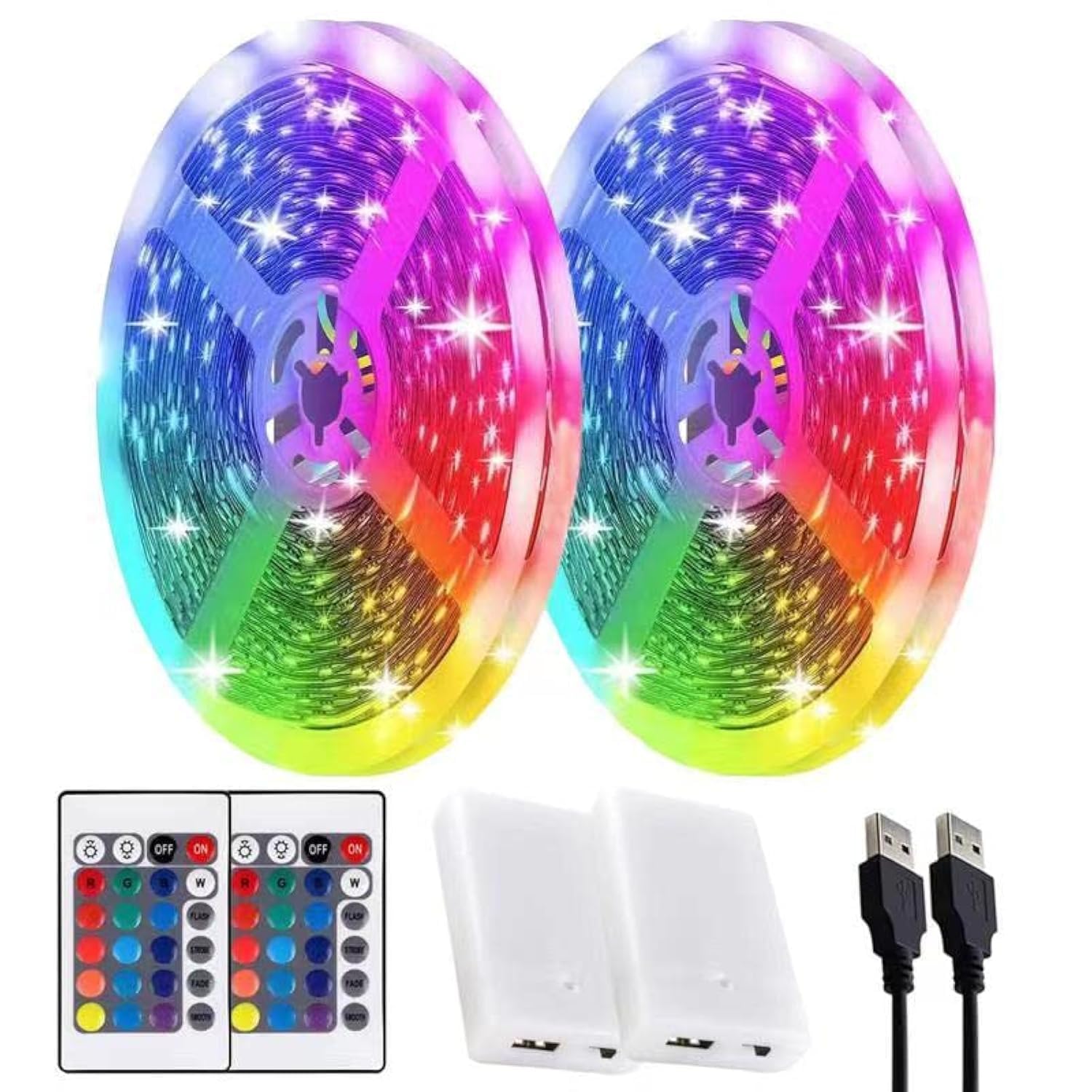Baeyateda LED Strip Lights Battery Powered,13.2FT Led Lights USB Powered for TV,5050 Multi-Color Changing Led Lights for Bedroom